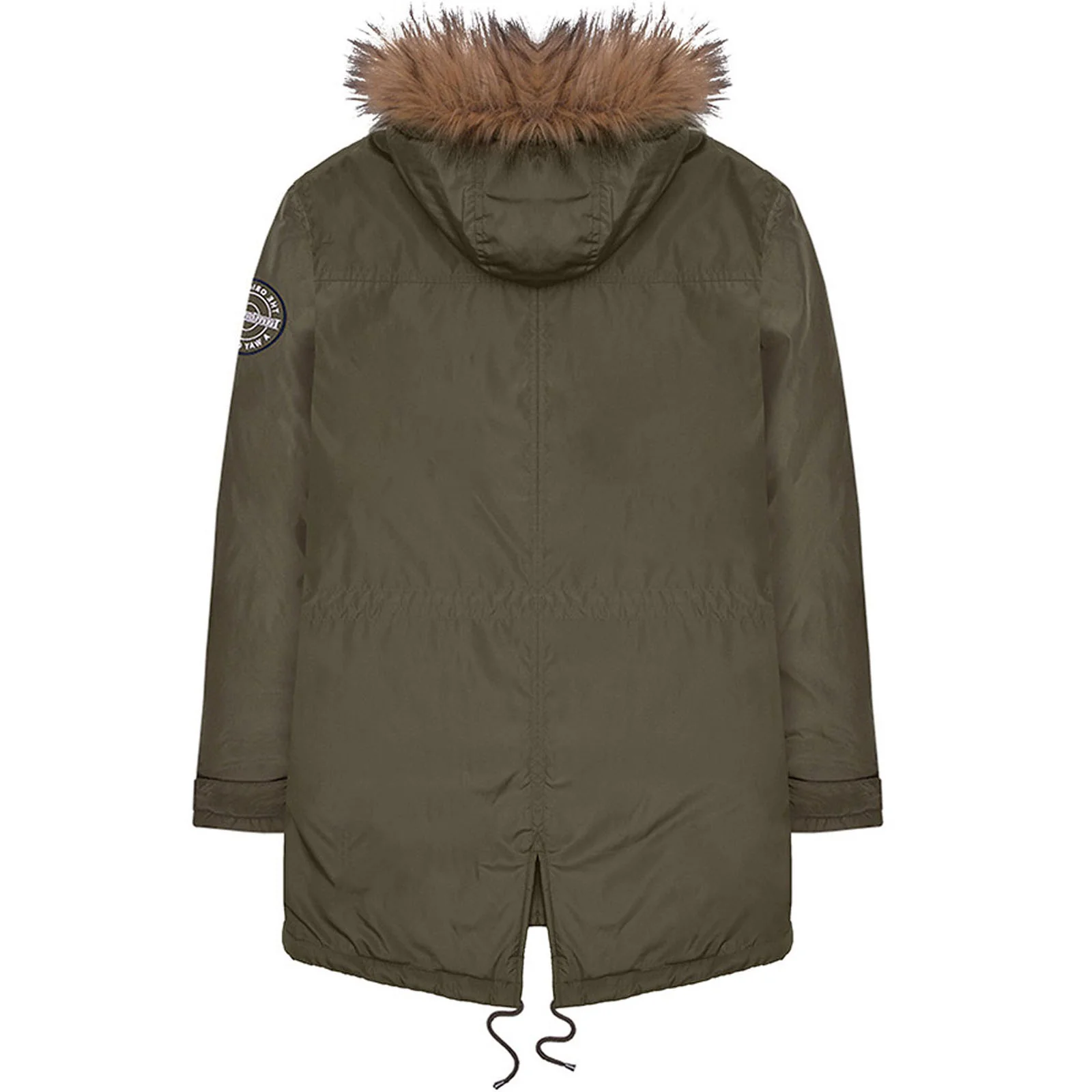 Lambretta Mens Utility Faux Fur Parka Jacket - Khaki - Image 2