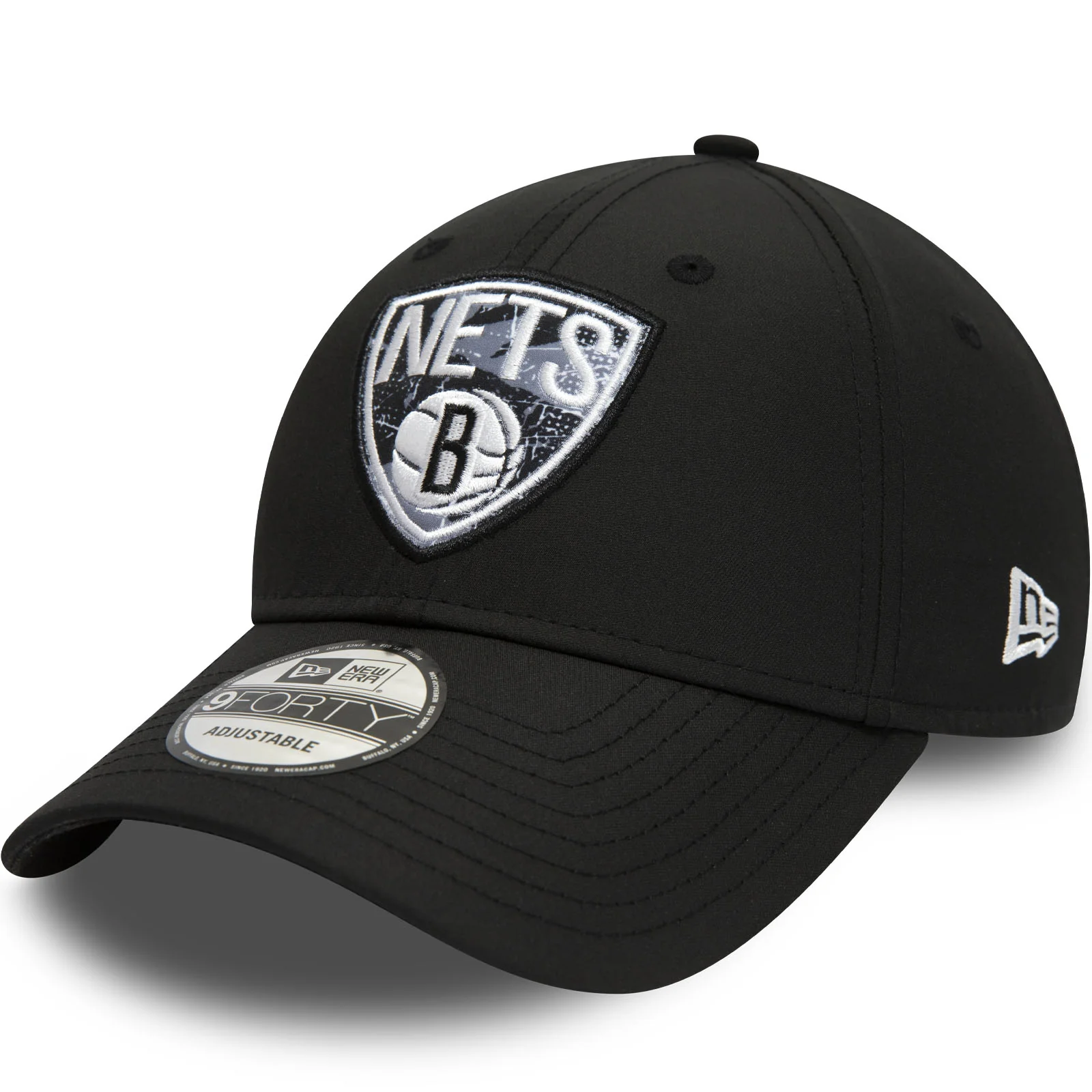 New Era Brooklyn Nets Print Infill 9FORTY Baseball Cap - Black
