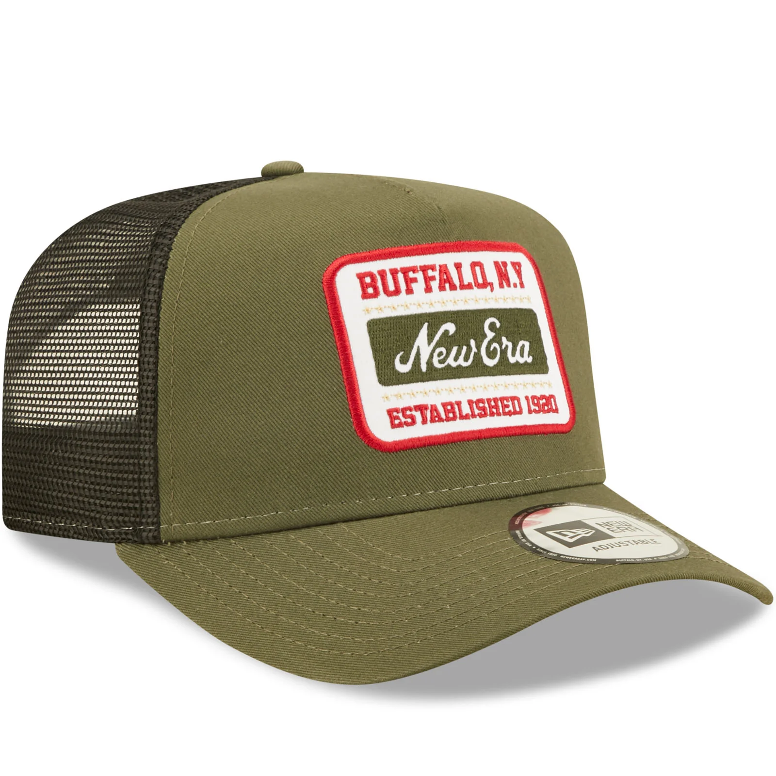 New Era Buffalo N.Y State Patch A-Frame Snapback Trucker Cap - Green - Image 3