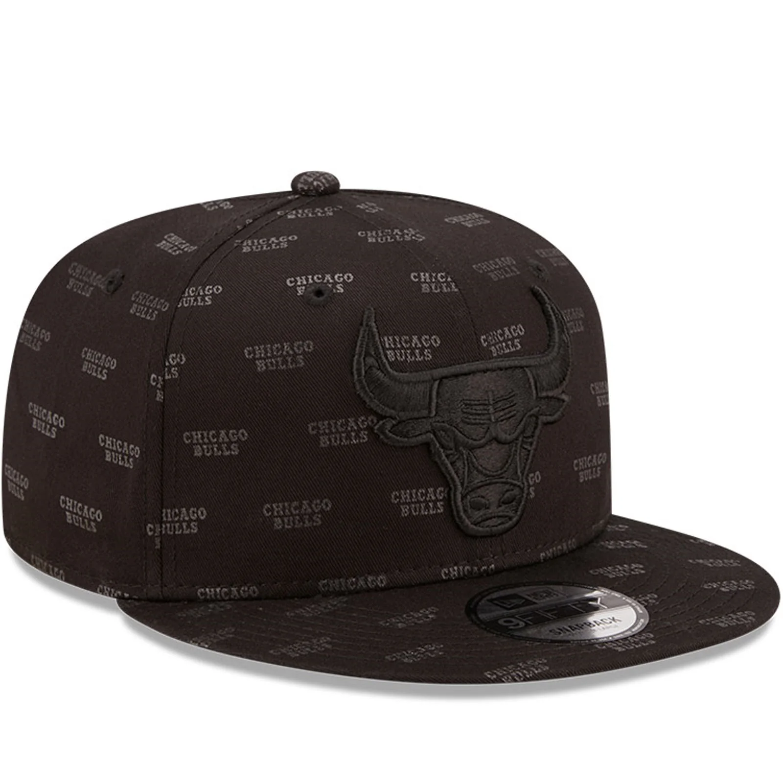 New Era Chicago Bulls NBA 9FIFTY Monogram AOP Baseball Cap - Black - Image 3