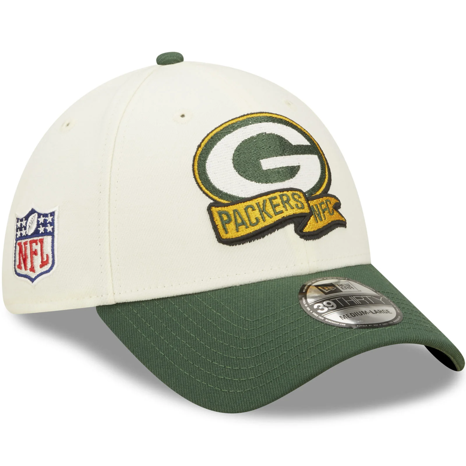 New Era Green Bay Packers NFL 39THIRTY Sideline 2022 Baseball Cap - White - Image 3