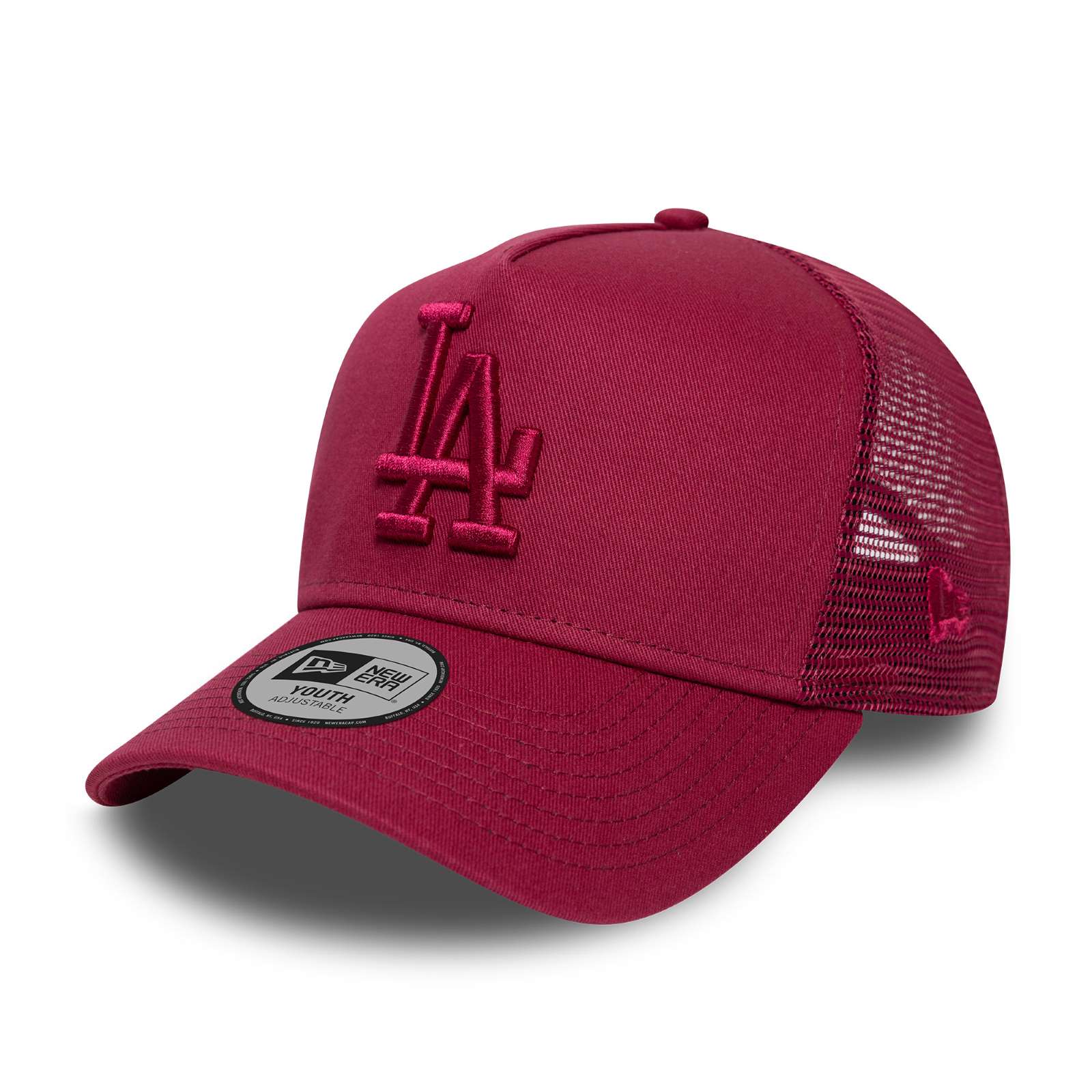 New Era Kids Los Angeles Dodgers 9FORTY League Essential Trucker Cap - Dark Red - YTH