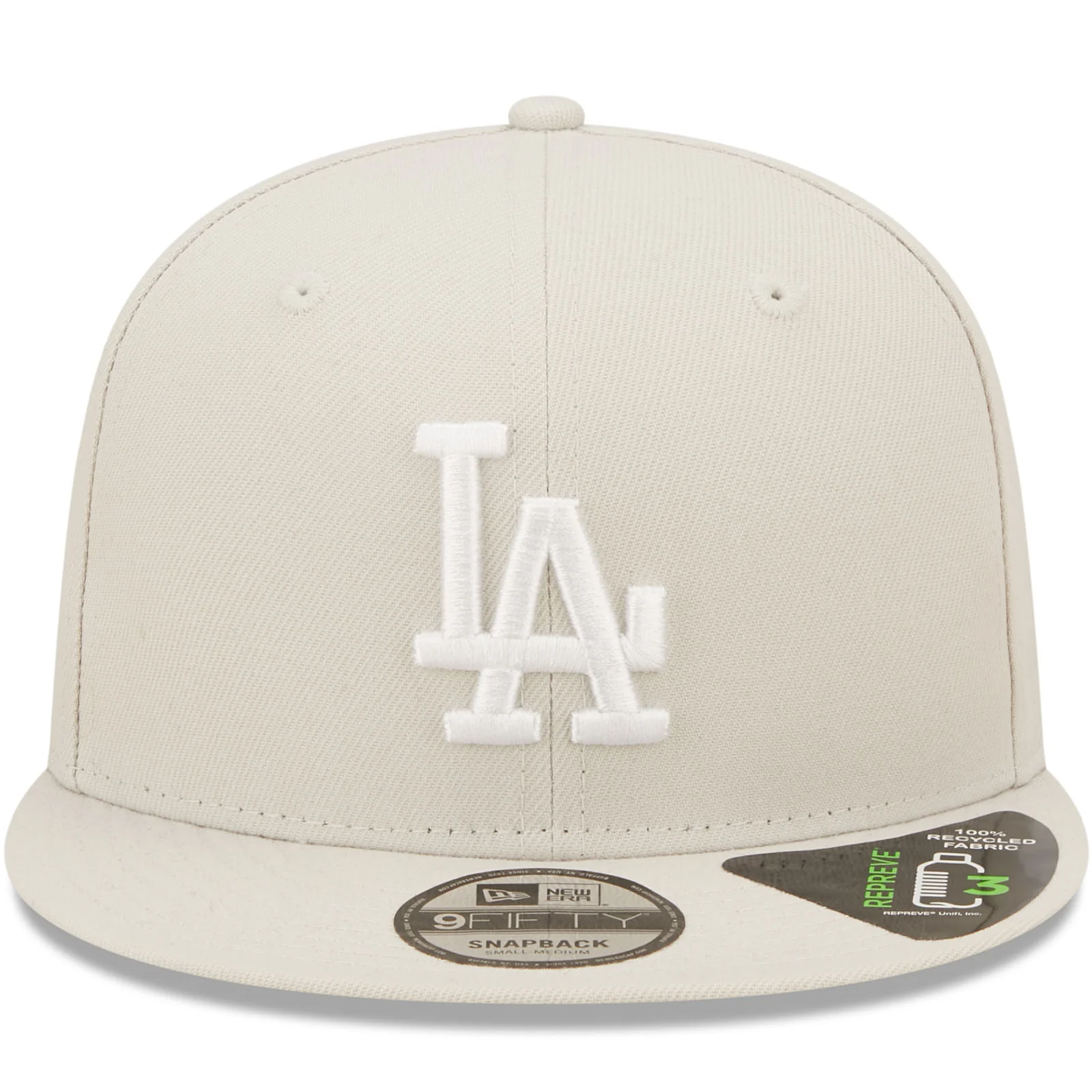 New Era LA Dodgers Repreve 9FIFTY Flat Visor Snapback Cap - Cream - Image 4