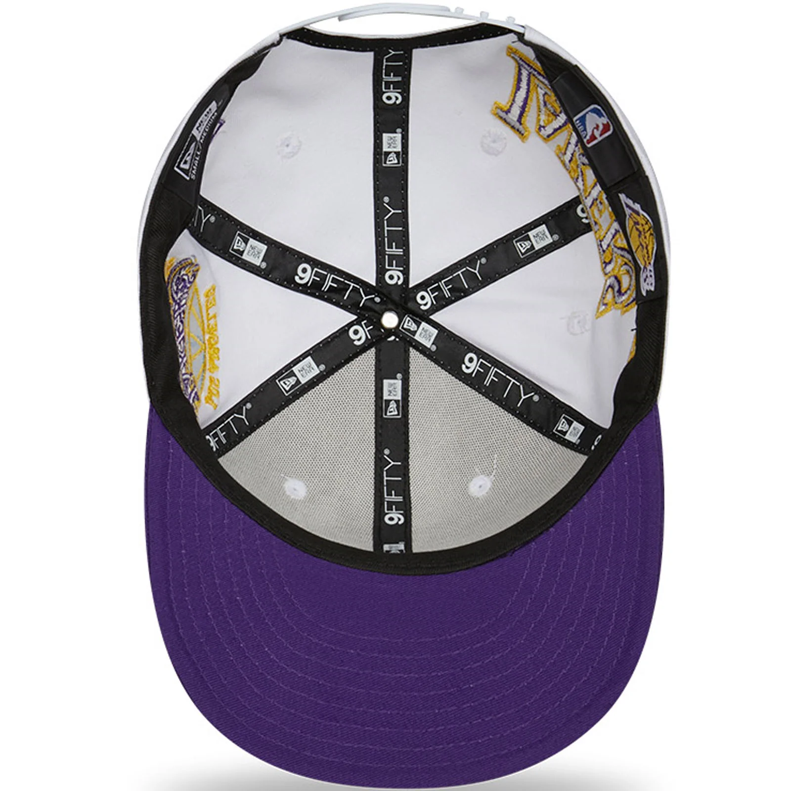 New Era LA Lakers 9FIFTY All Over Patch Snapback Cap - White - Image 5