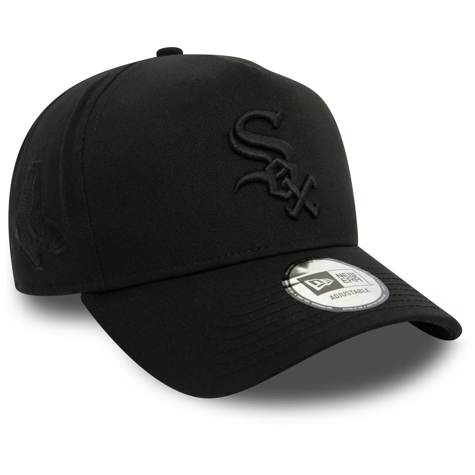 New Era Mens 9FORTY Chicago White Sox E-Frame Cap - Monochrome Black - Image 2
