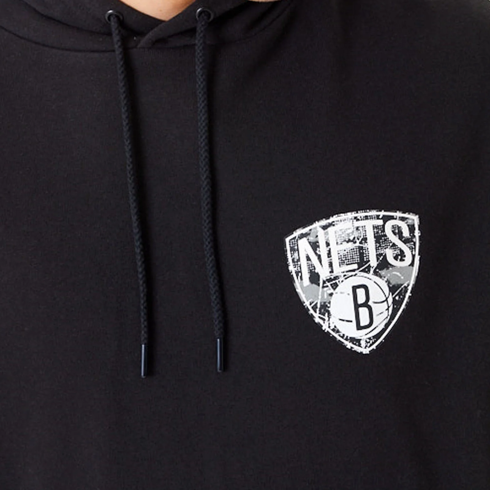 New Era Mens Brooklyn Nets Infill Team Logo Pullover Oversized Hoodie - Black - Image 4