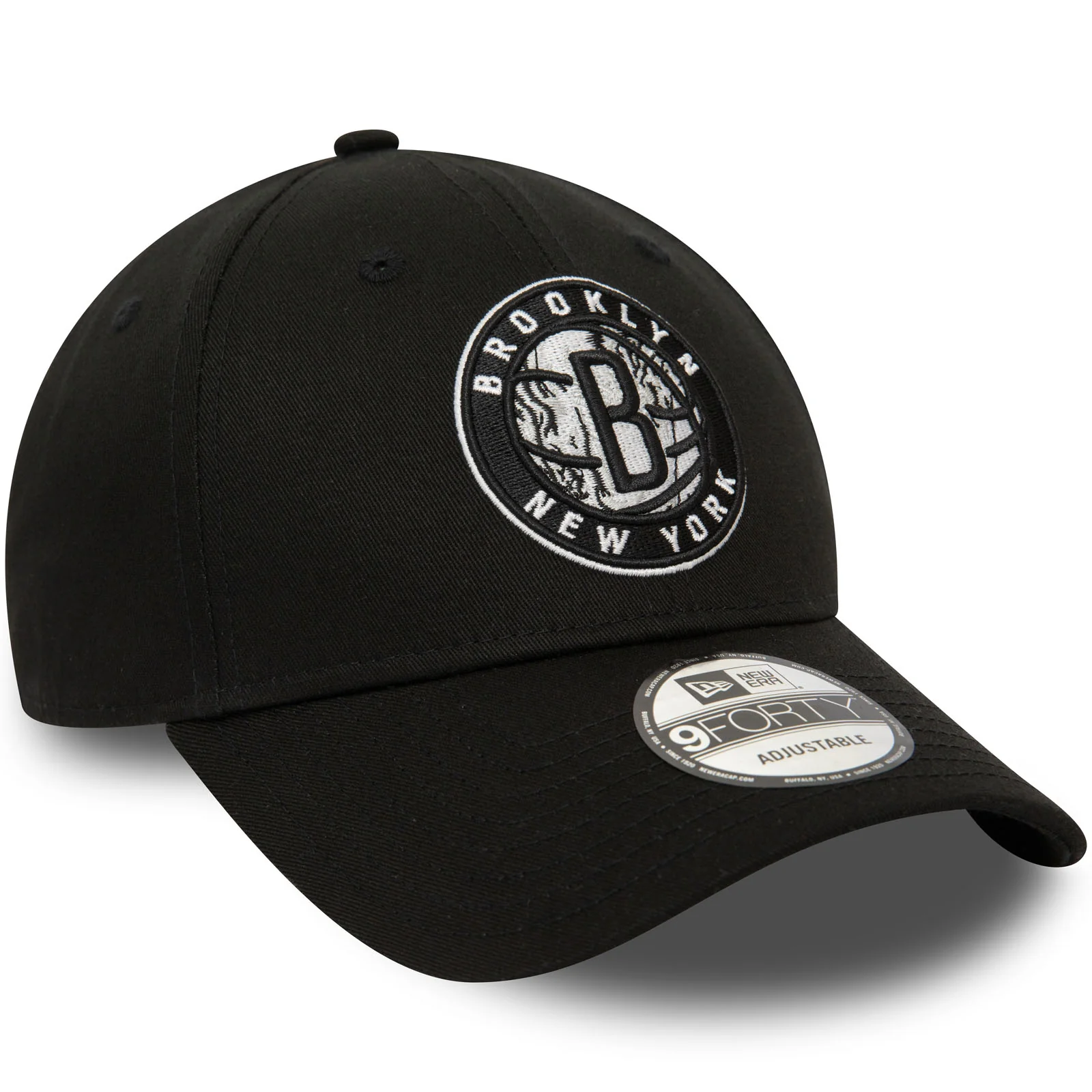 New Era Mens Brooklyn Nets NBA Infill 9FORTY Baseball Cap - Black - Image 3