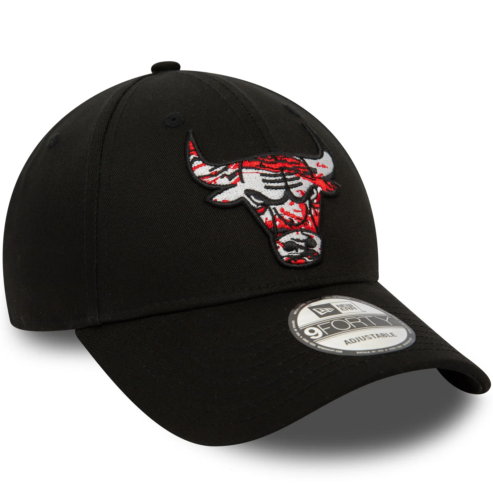 New Era Mens Chicago Bulls NBA Infill 9FORTY Baseball Cap - Black - Image 3