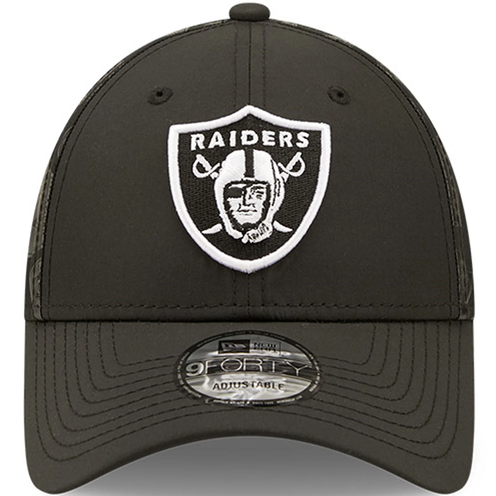 New Era Mens Las Vegas Raiders 9FORTY NFL Half Monogram Baseball Cap - Black - Image 4