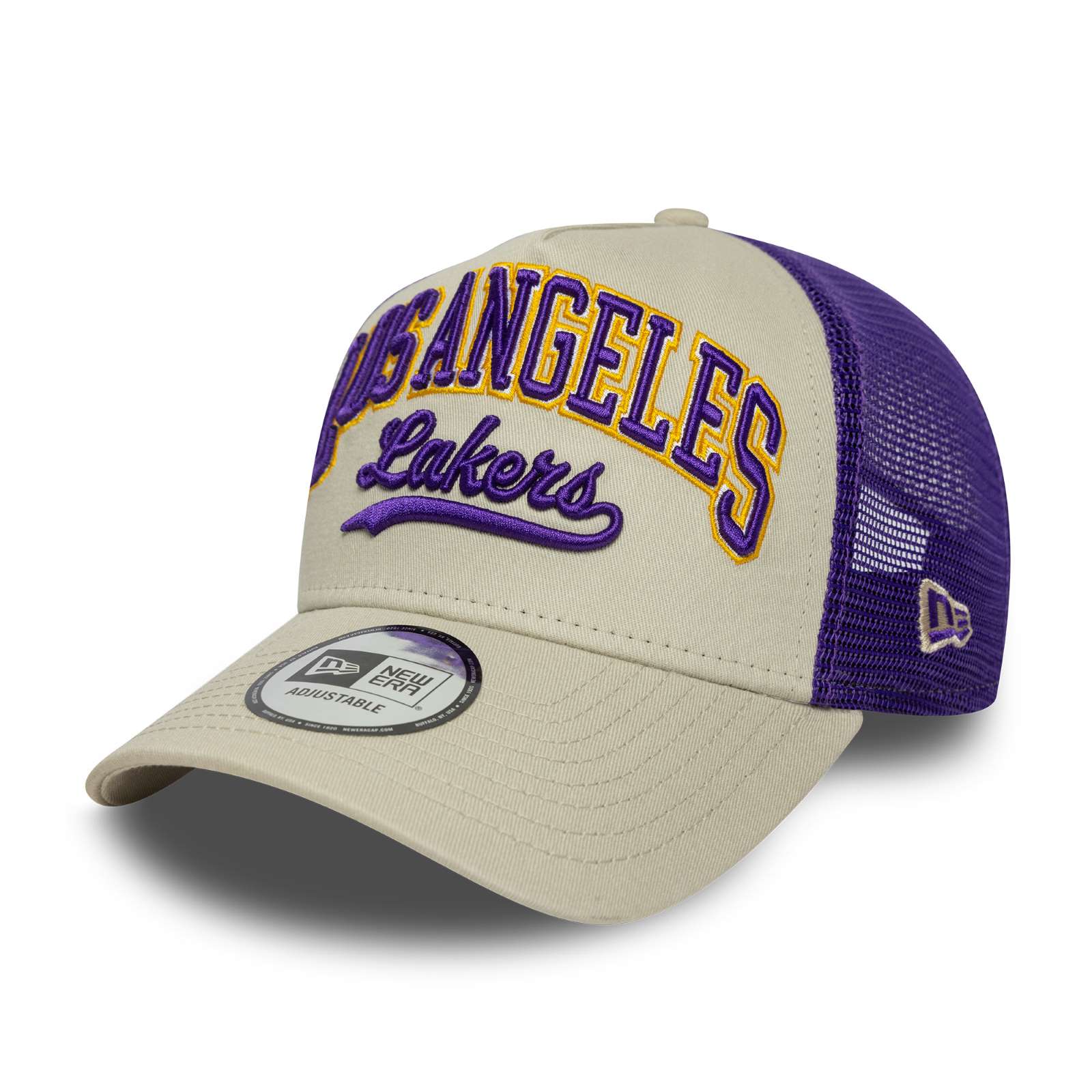 New Era Mens Los Angeles Lakers 9FORTY Script Ef Trucker Cap - Light Beige - OSFM