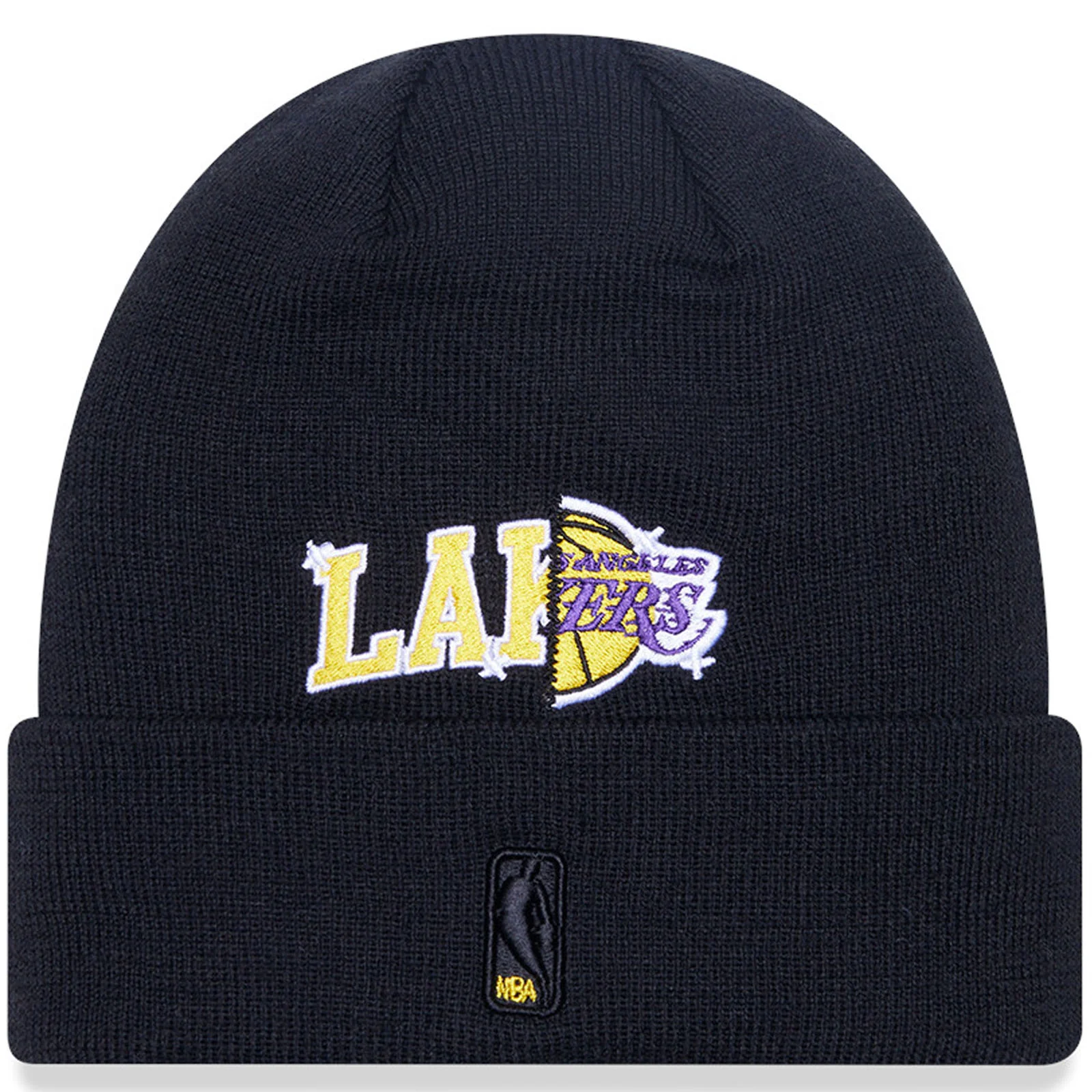 New Era Mens Los Angeles Lakers Multi Patch Beanie Hat - Black - Image 2