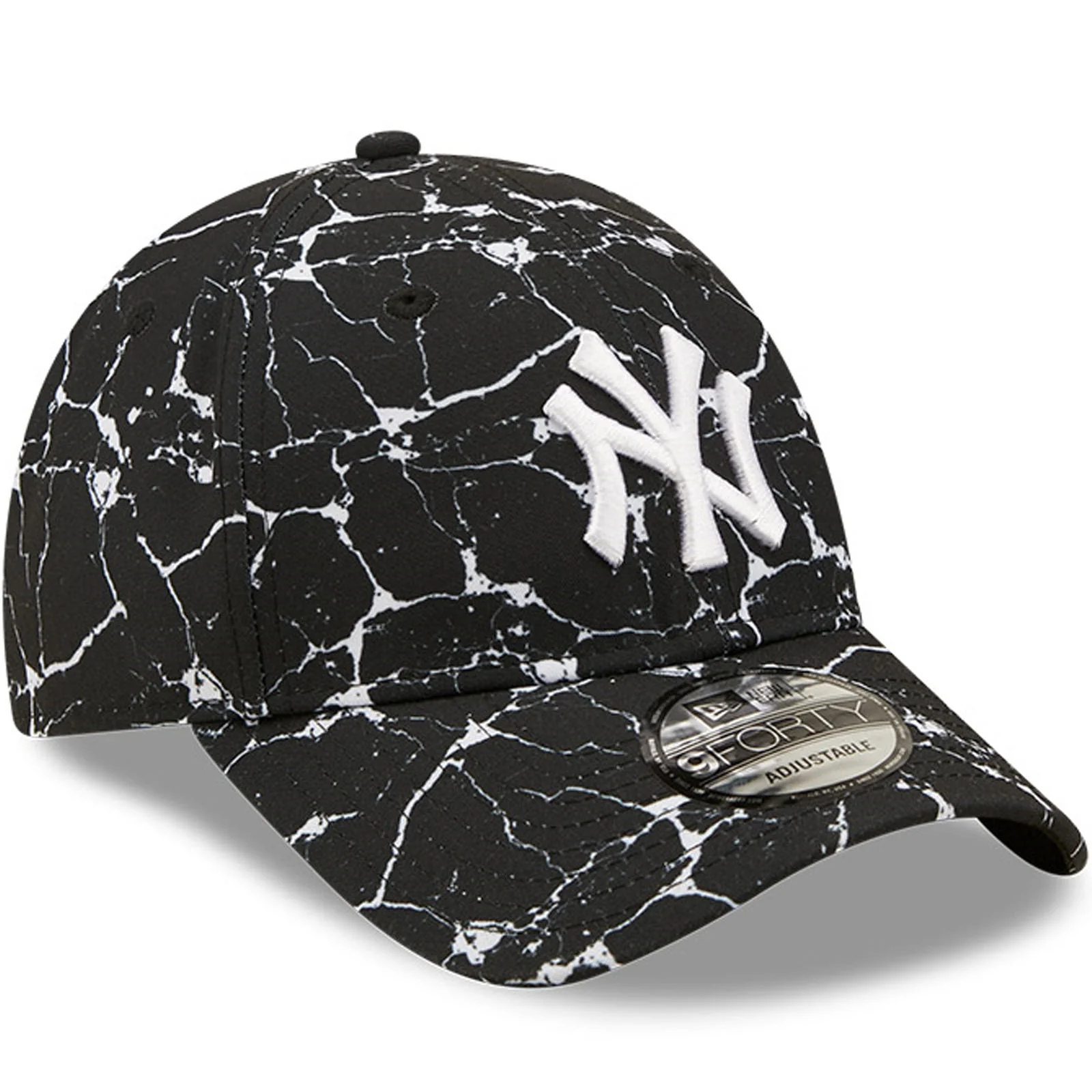 New Era Mens New York Yankees 9FORTY MLB Marble Baseball Cap - Black - Image 3