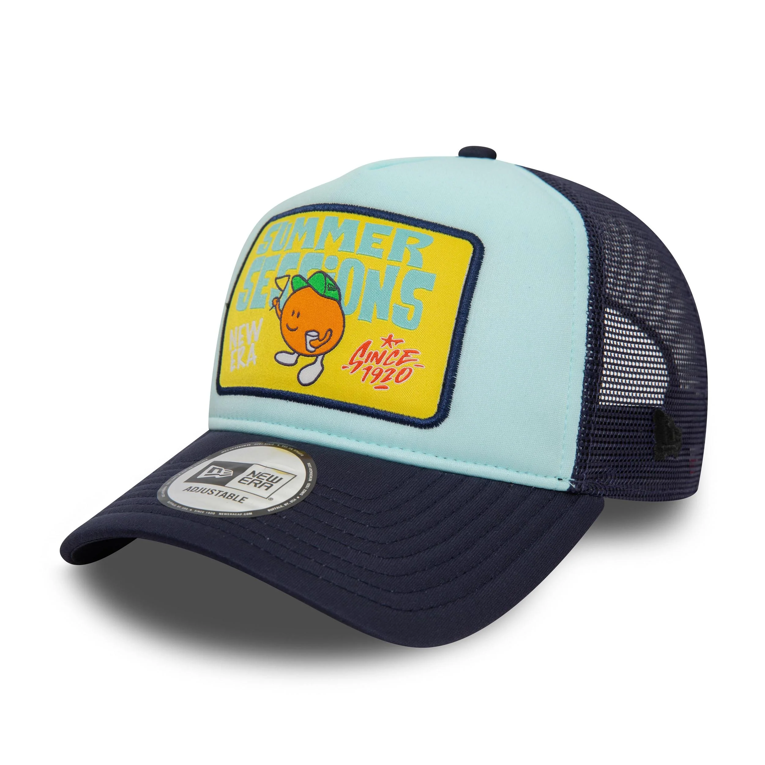 New Era Mens Sessions Patch Trucker Cap - Blue
