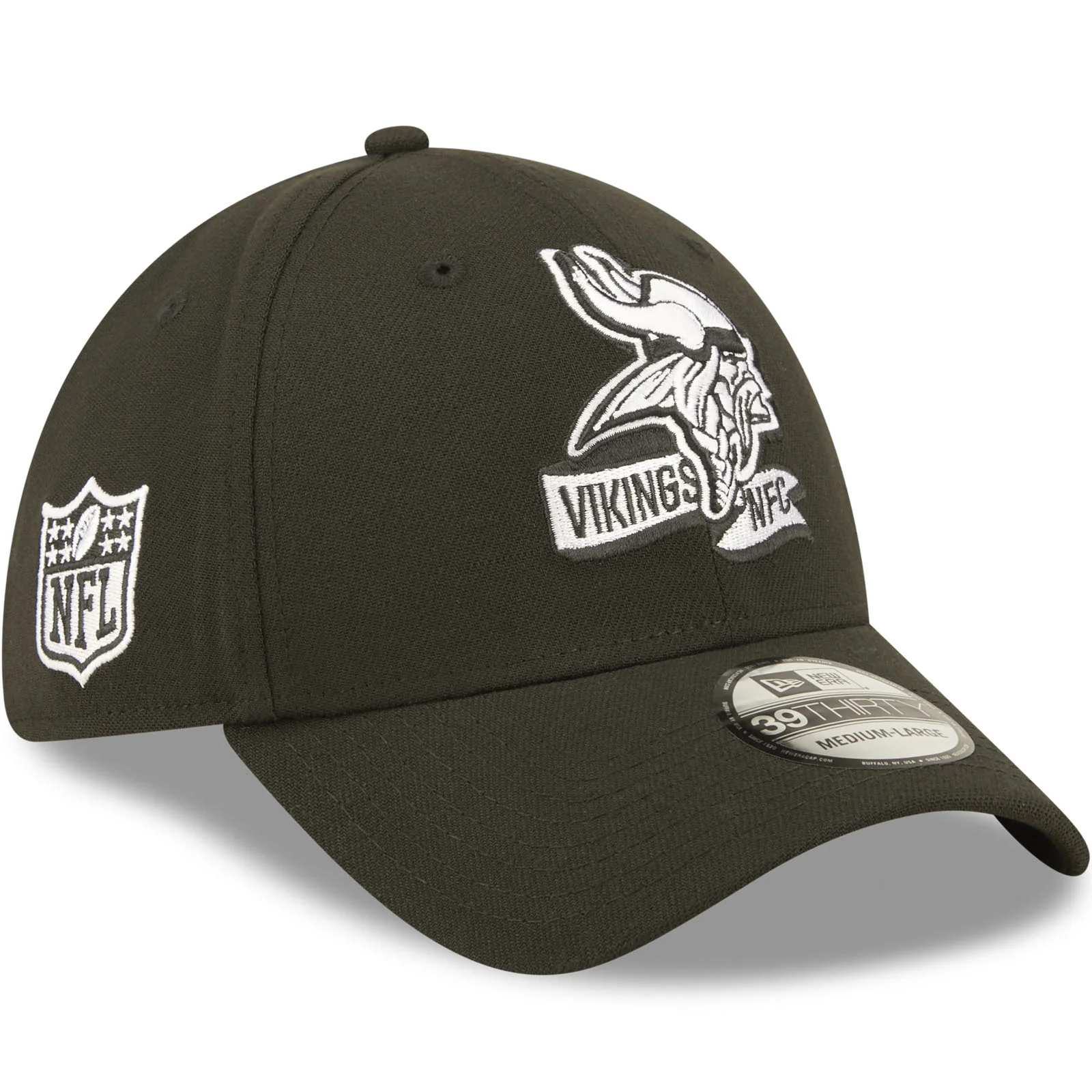 New Era Minnesota Vikings NFL 39THIRTY Sideline 2022 Baseball Cap - Black - Image 3