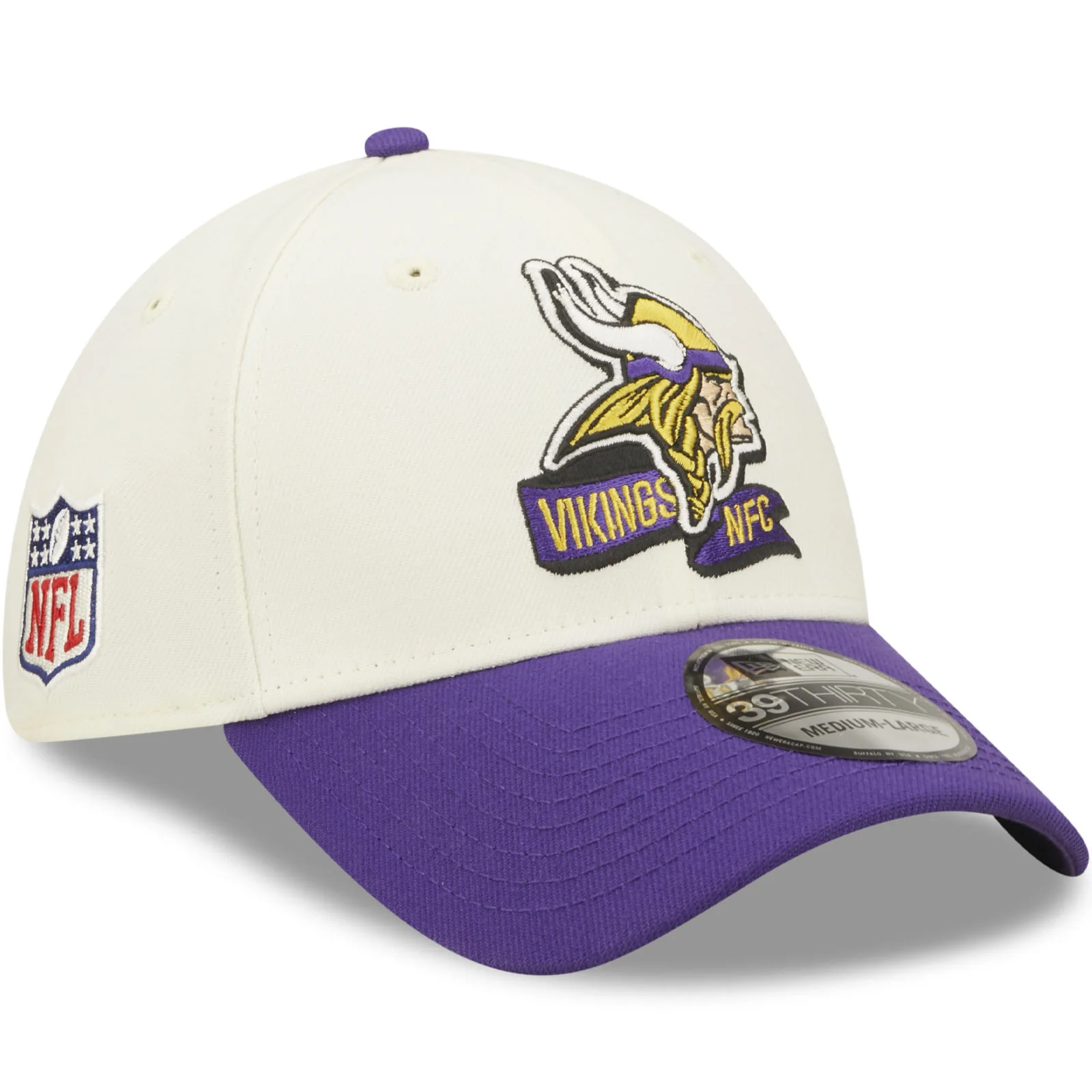 New Era Minnesota Vikings NFL 39THIRTY Sideline 2022 Baseball Cap - White - Image 3