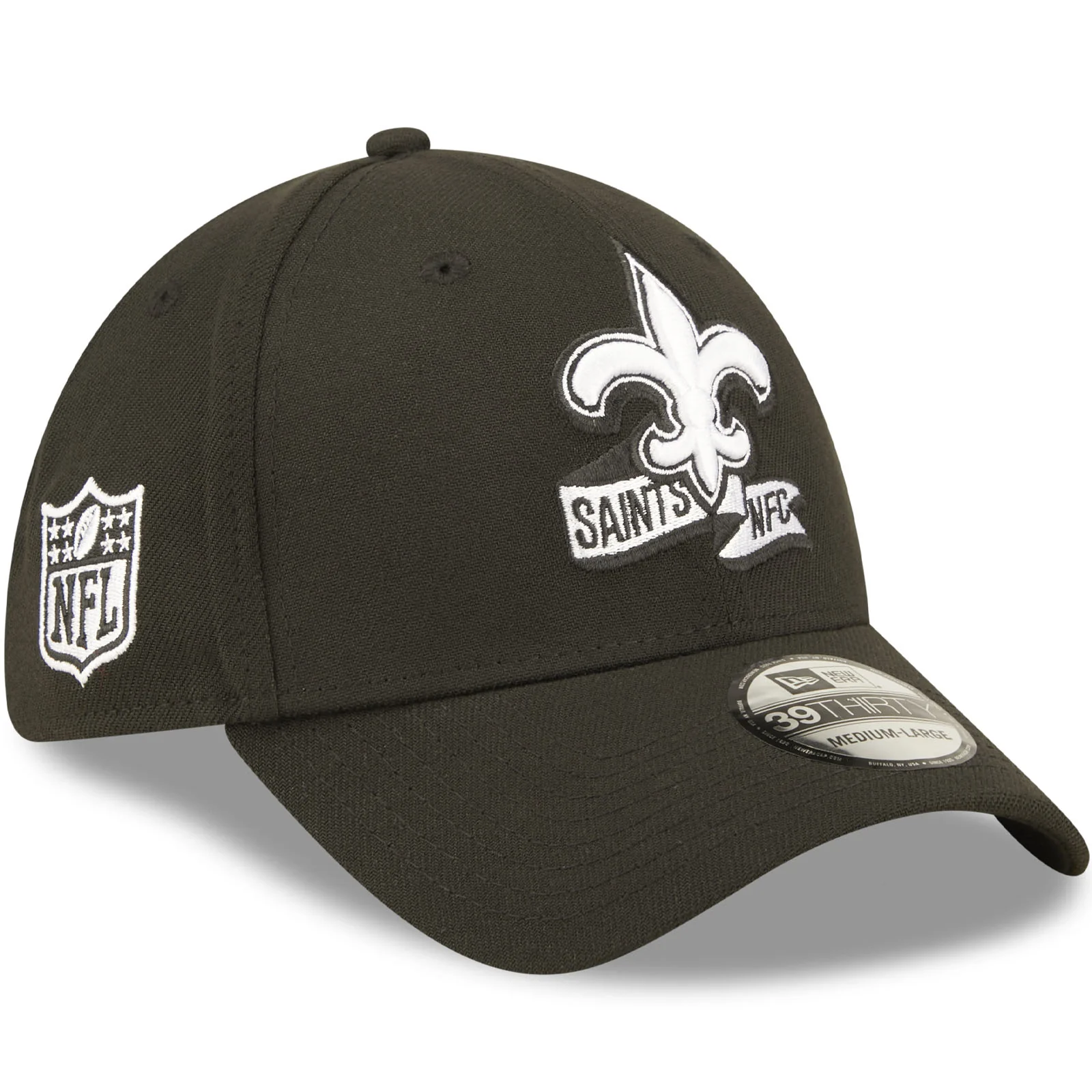 New Era New Orleans Saints NFL 2022 Sideline 39THIRTY Baseball Cap - Black - Image 3