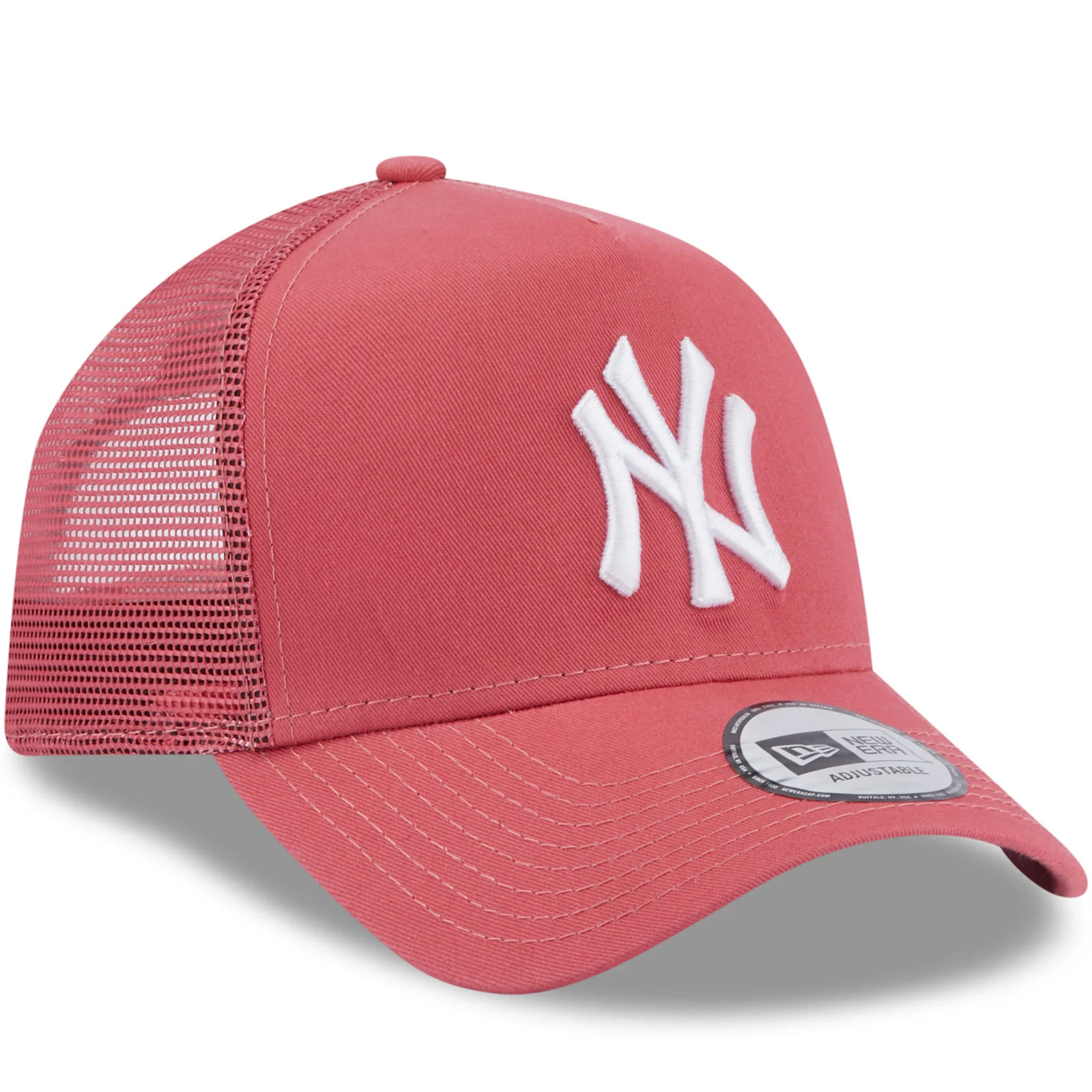 New Era NY Yankees 9FORTY A-Frame Snapback Trucker Cap - Coral - Image 3