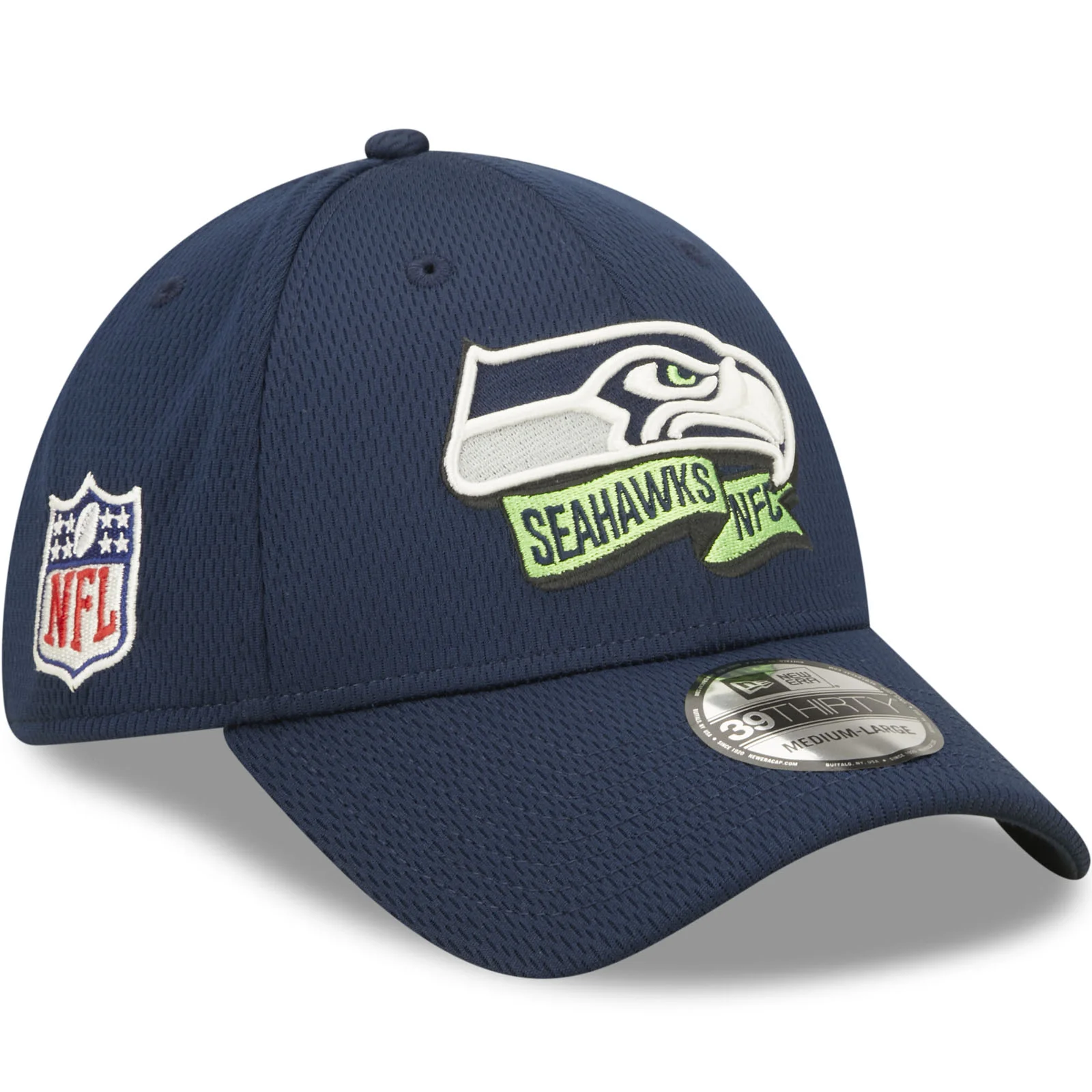 New Era Seattle Seahawks NFL 39THIRTY Sideline Coach 2022 Baseball Cap - Navy - Image 3