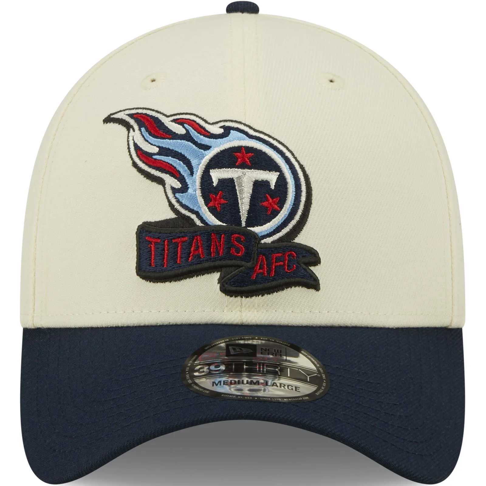 New Era Tennessee Titans NFL 2022 Sideline 39THIRTY Baseball Cap - Cream - Image 4