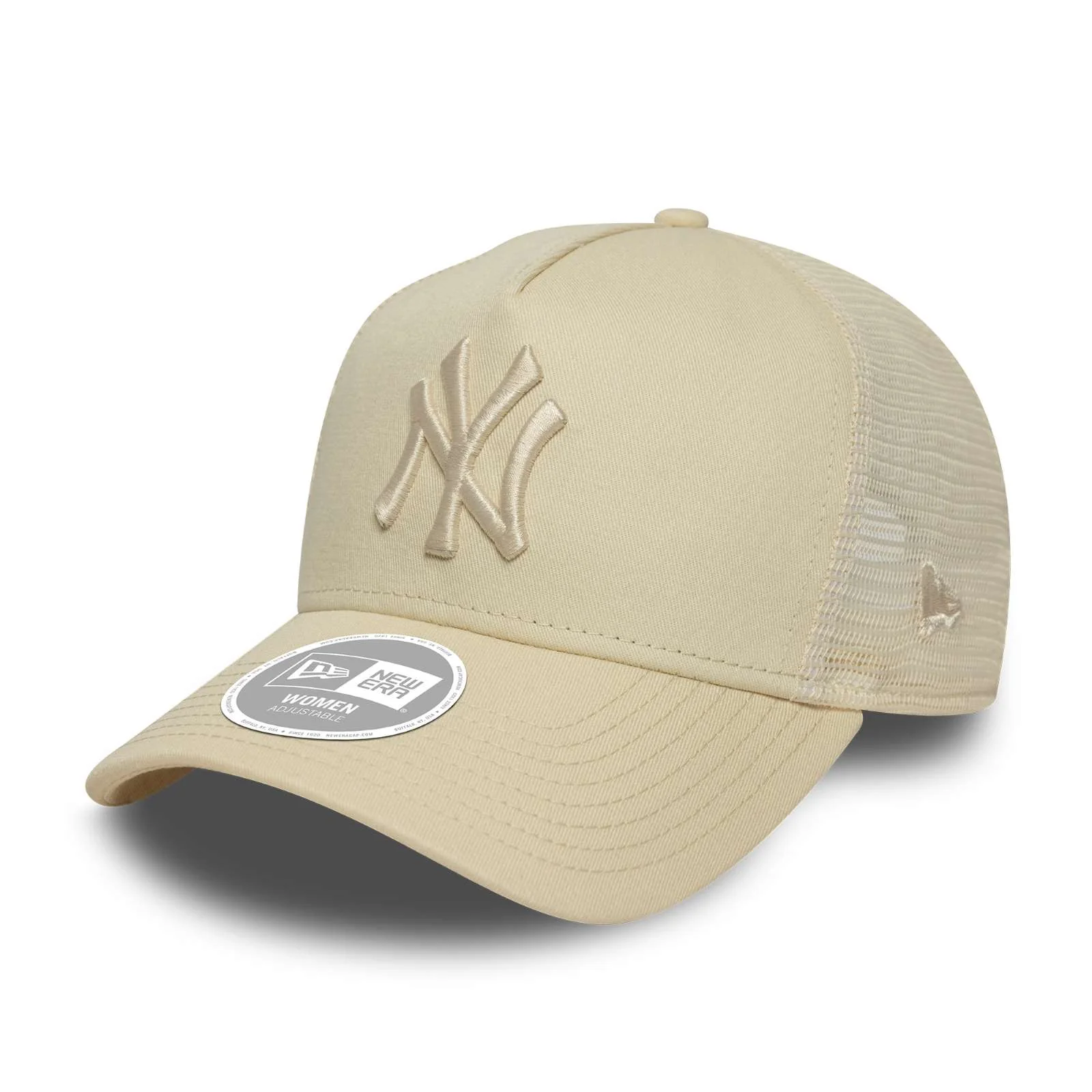 New Era Womens New York Yankees 9FORTY League Essential Trucker Cap - Light Beige - OSFM