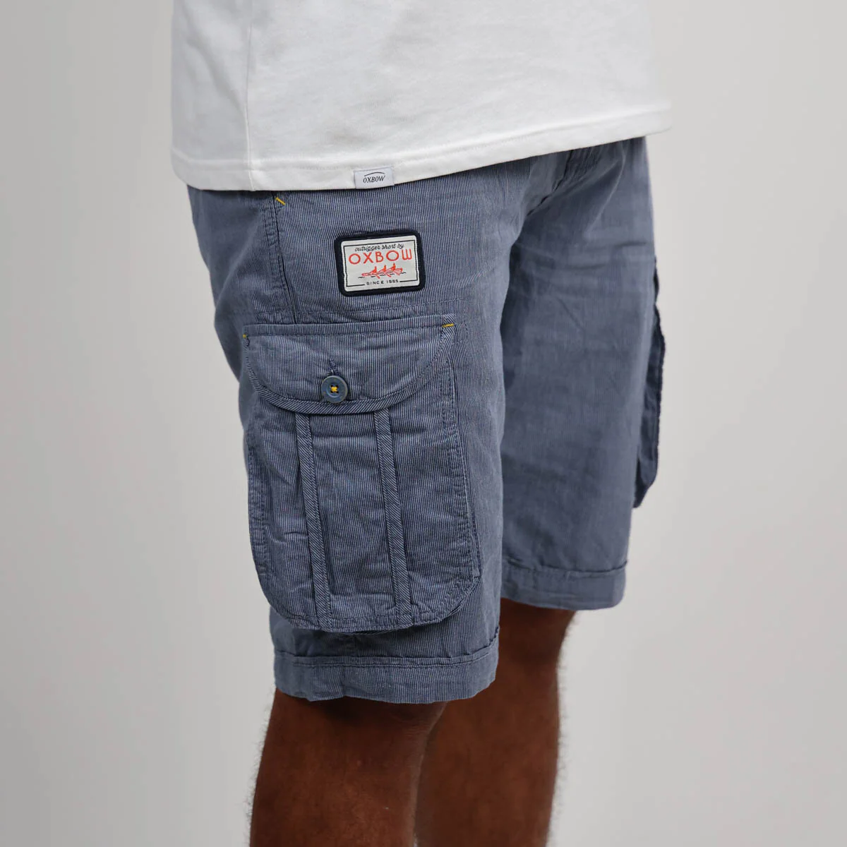 OXBOW Mens Orpek Bermuda Cotton Cargo Shorts with Belt - Image 11