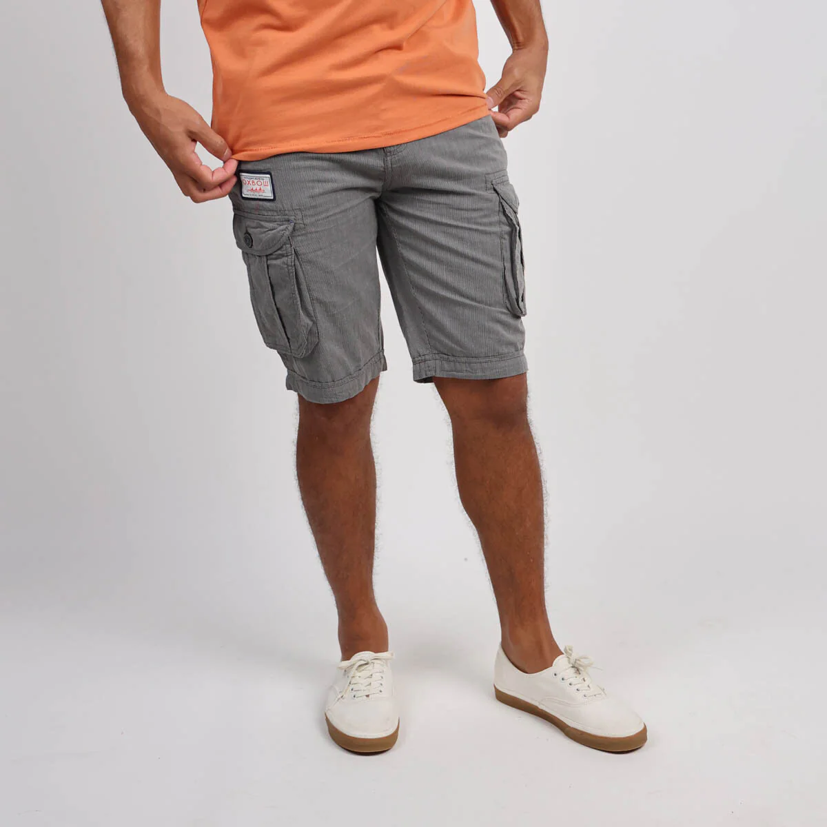 OXBOW Mens Orpek Bermuda Cotton Cargo Shorts with Belt - Image 12