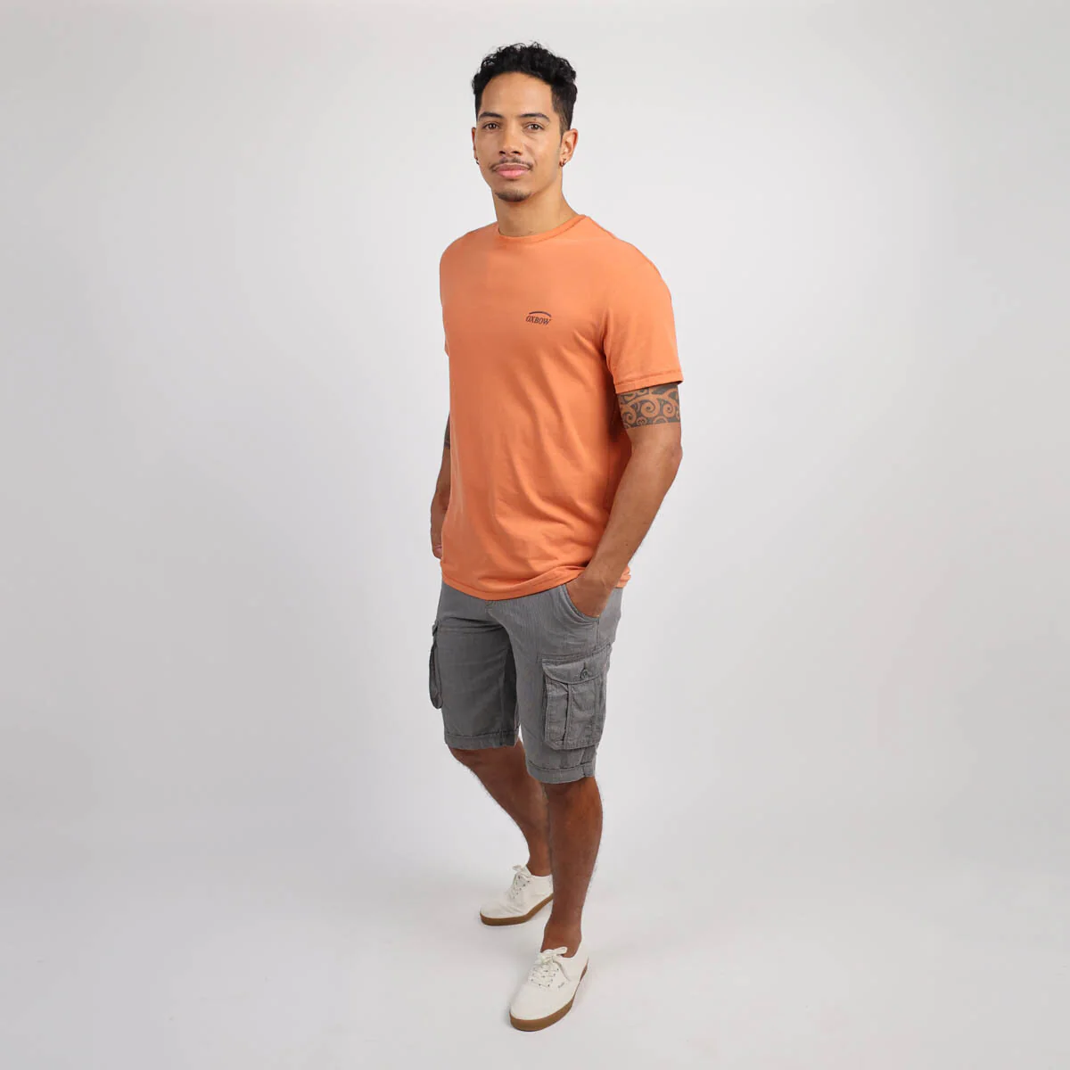 OXBOW Mens Orpek Bermuda Cotton Cargo Shorts with Belt - Image 18