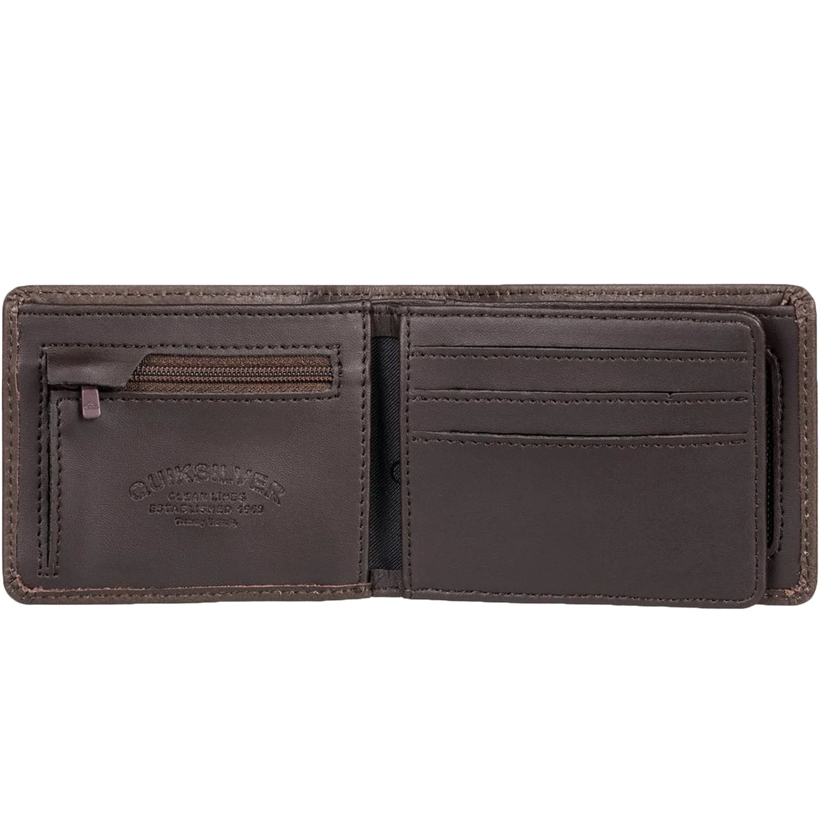 Quiksilver Mens Mac Tri-Fold Leather Wallet - Chocolate Brown - Image 3