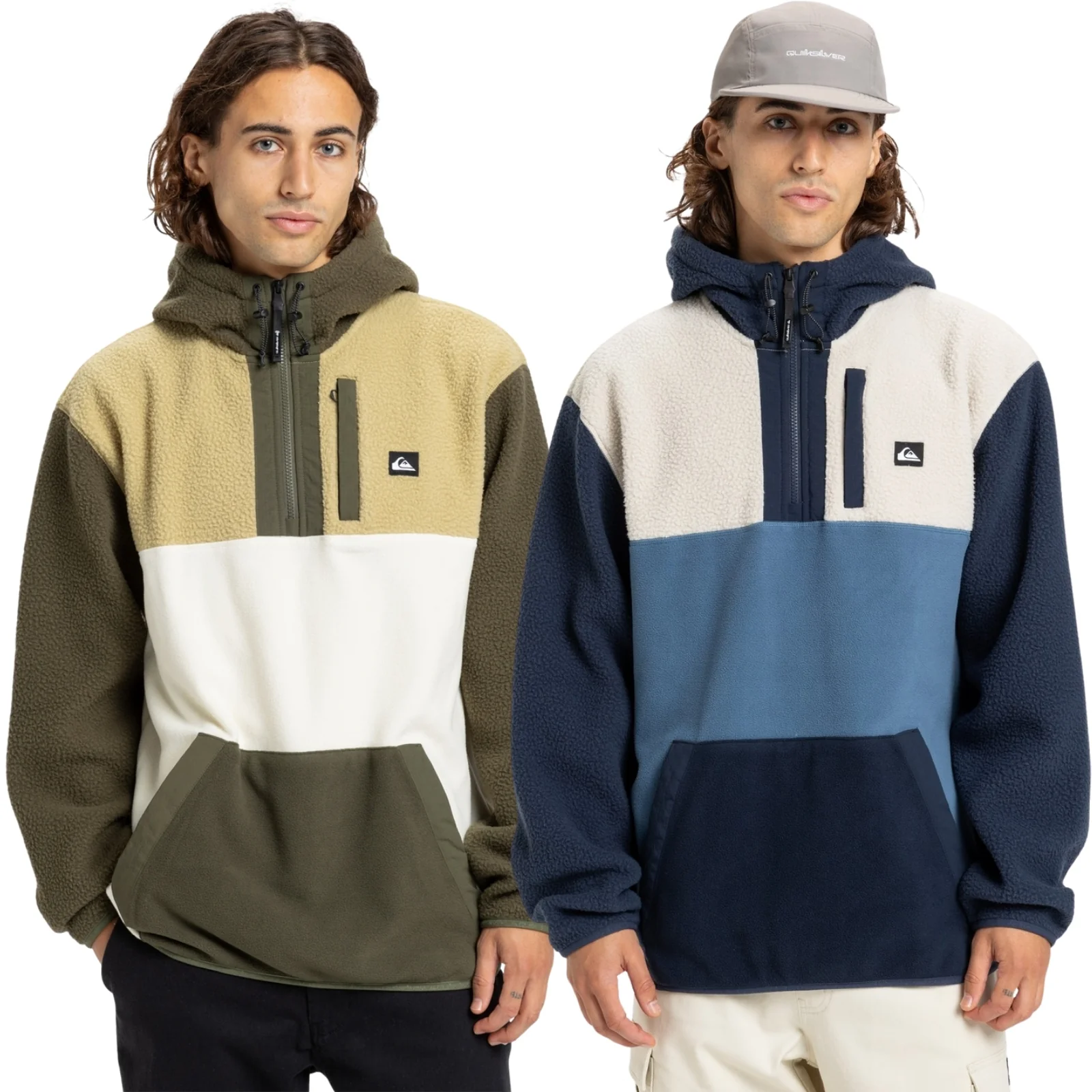 Quiksilver Mens Ocean View Mix Up Hooded Half Zip Fleece
