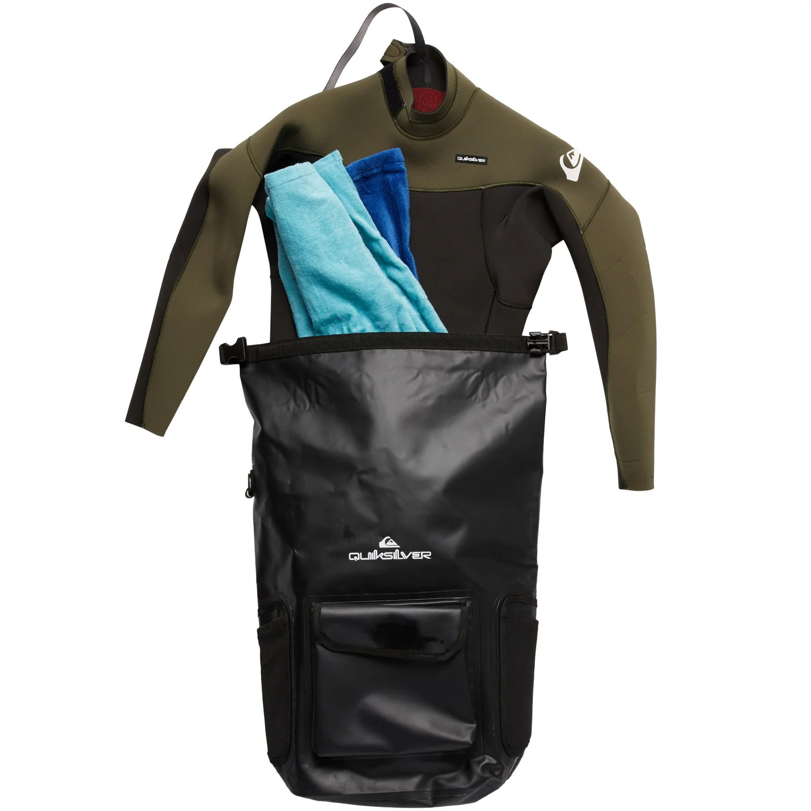 Quiksilver Sea Stash 20L Medium Roll Top Backpack - All Black - Image 5