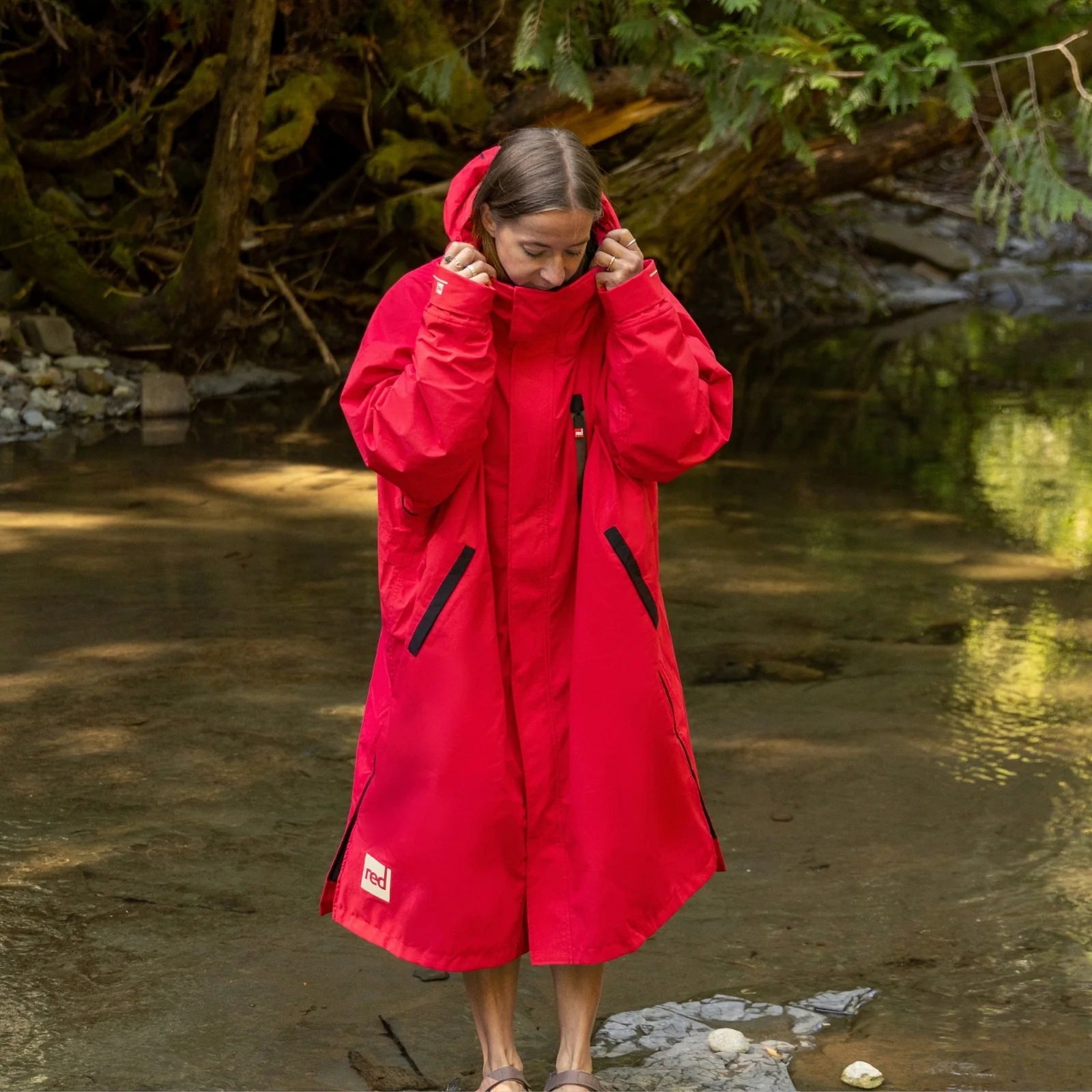 Red Adults Pro Long Sleeve Waterproof Dry Changing Robe Alter EVO - Image 88