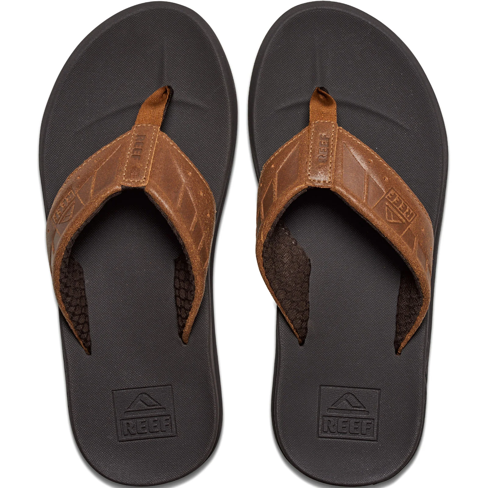 Reef Mens Phantom Leather Flip Flops - Brown/Tan - Image 4