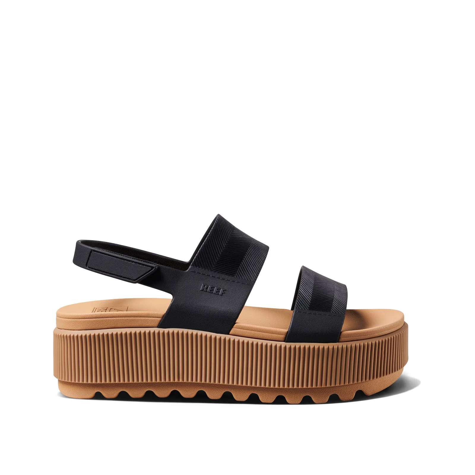 Reef Womens Water Vista Higher Platform Sandals - Black/Tan - Image 3