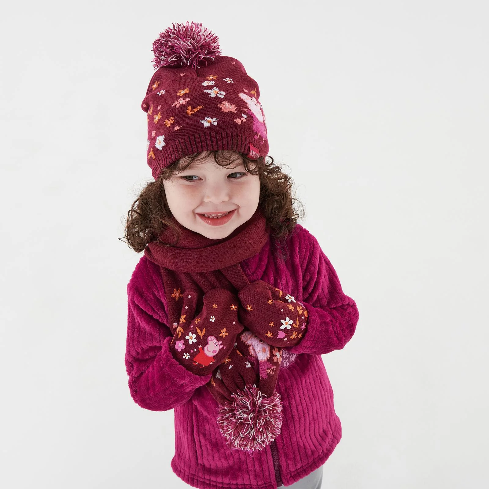 Regatta Kids Peppa Pig Pom Pom Hat, Scarf & Glove Set - Image 4