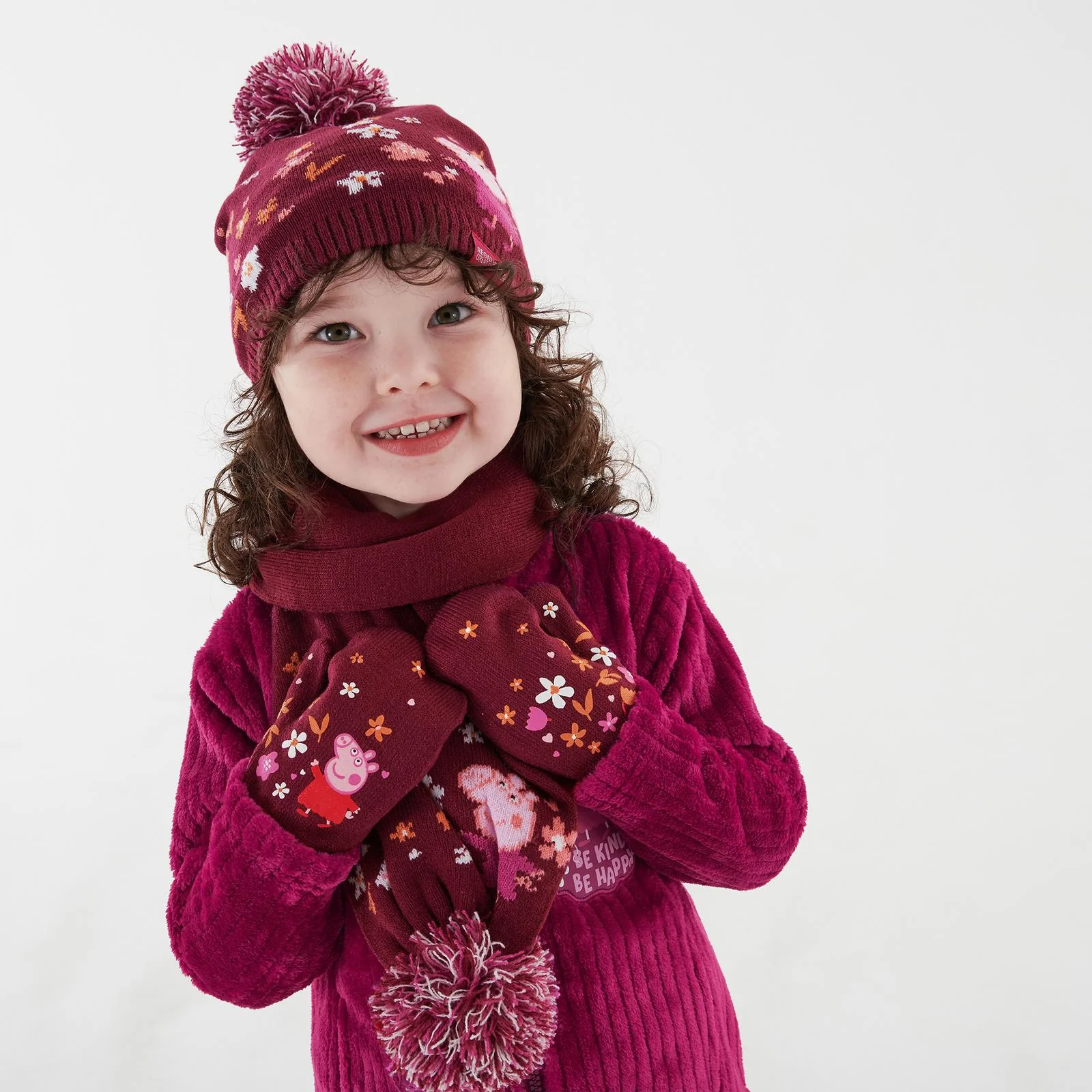 Regatta Kids Peppa Pig Pom Pom Hat, Scarf & Glove Set - Image 7