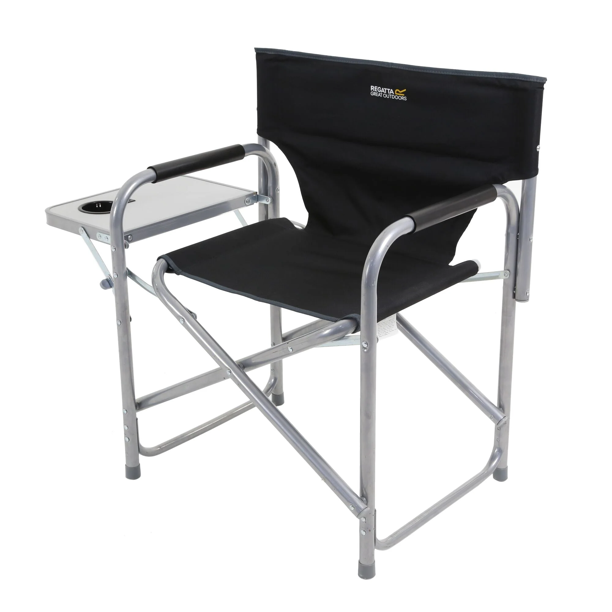 Regatta Sedile Directors Chair With Side Table - Black/Seal Grey - One Size
