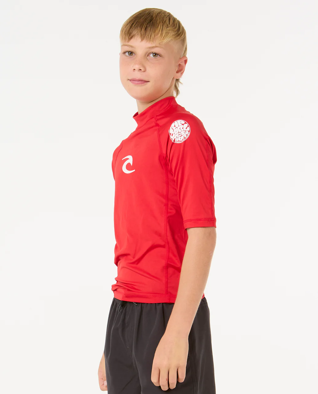 Rip Curl Kids Brand Wave UPF 50 Short Sleeve Rash Vest - Image 10