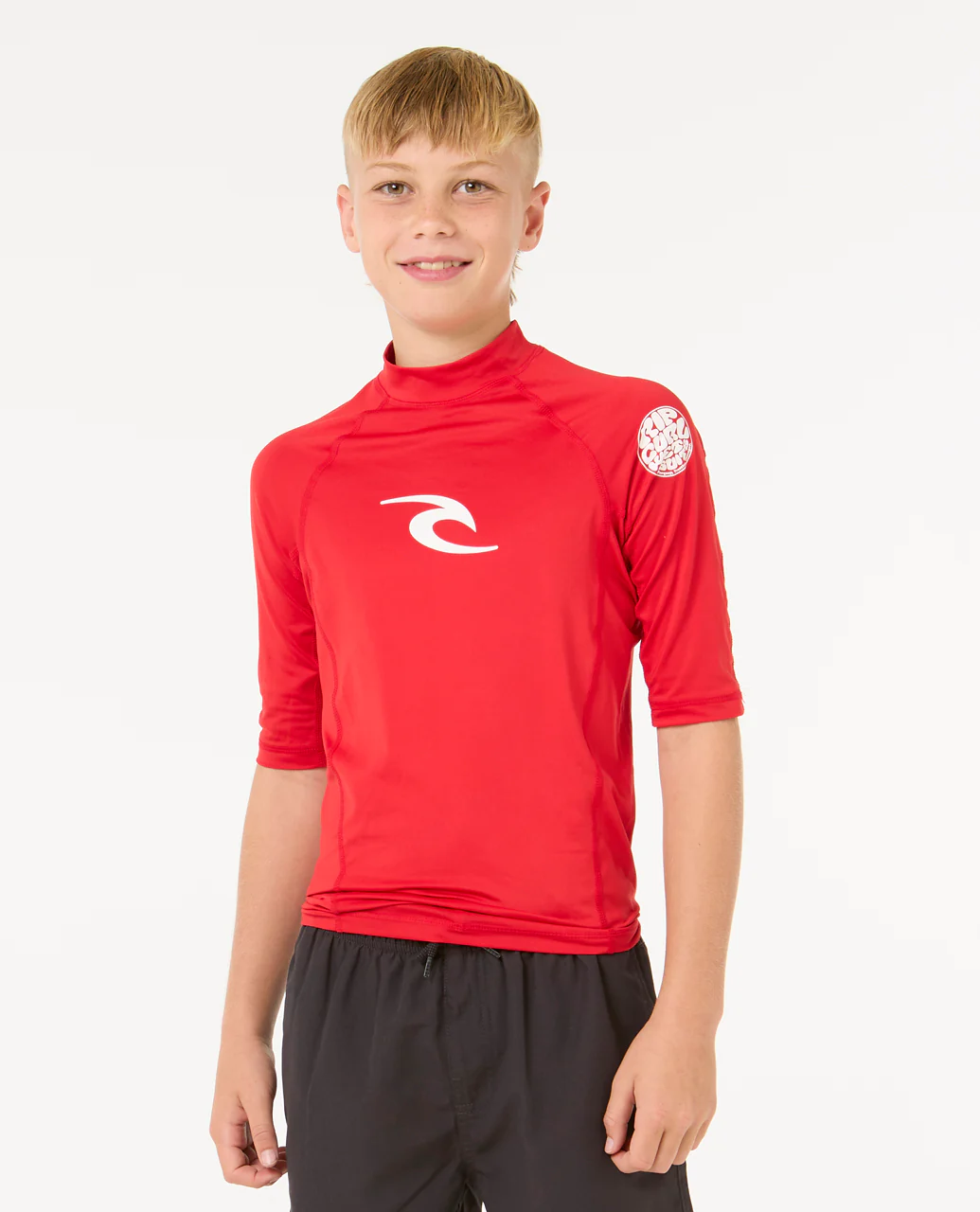 Rip Curl Kids Brand Wave UPF 50 Short Sleeve Rash Vest - Image 16