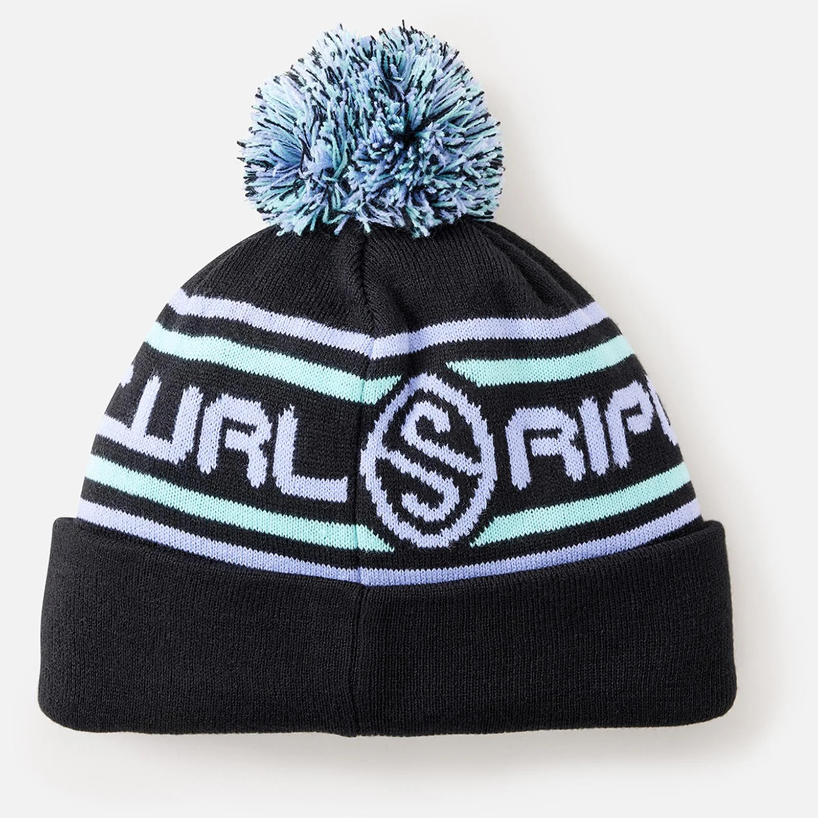 Rip Curl Kids Pill Stripe Tall Beanie Bobble Hat - Black - Image 2