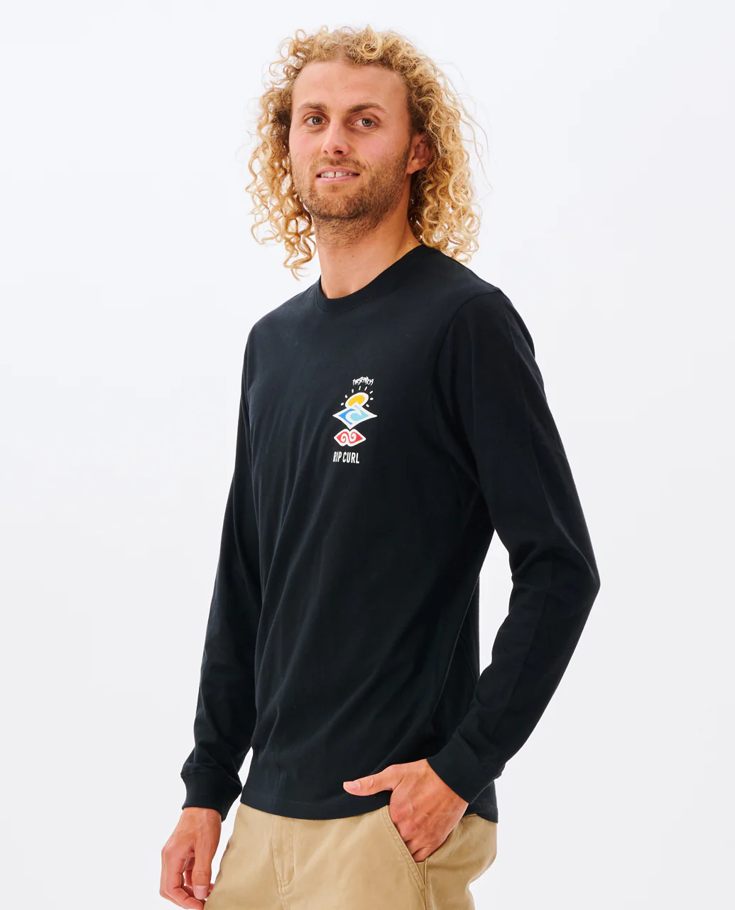 Rip Curl Mens Search Icon Long Sleeve Crew Neck T-Shirt - Image 6