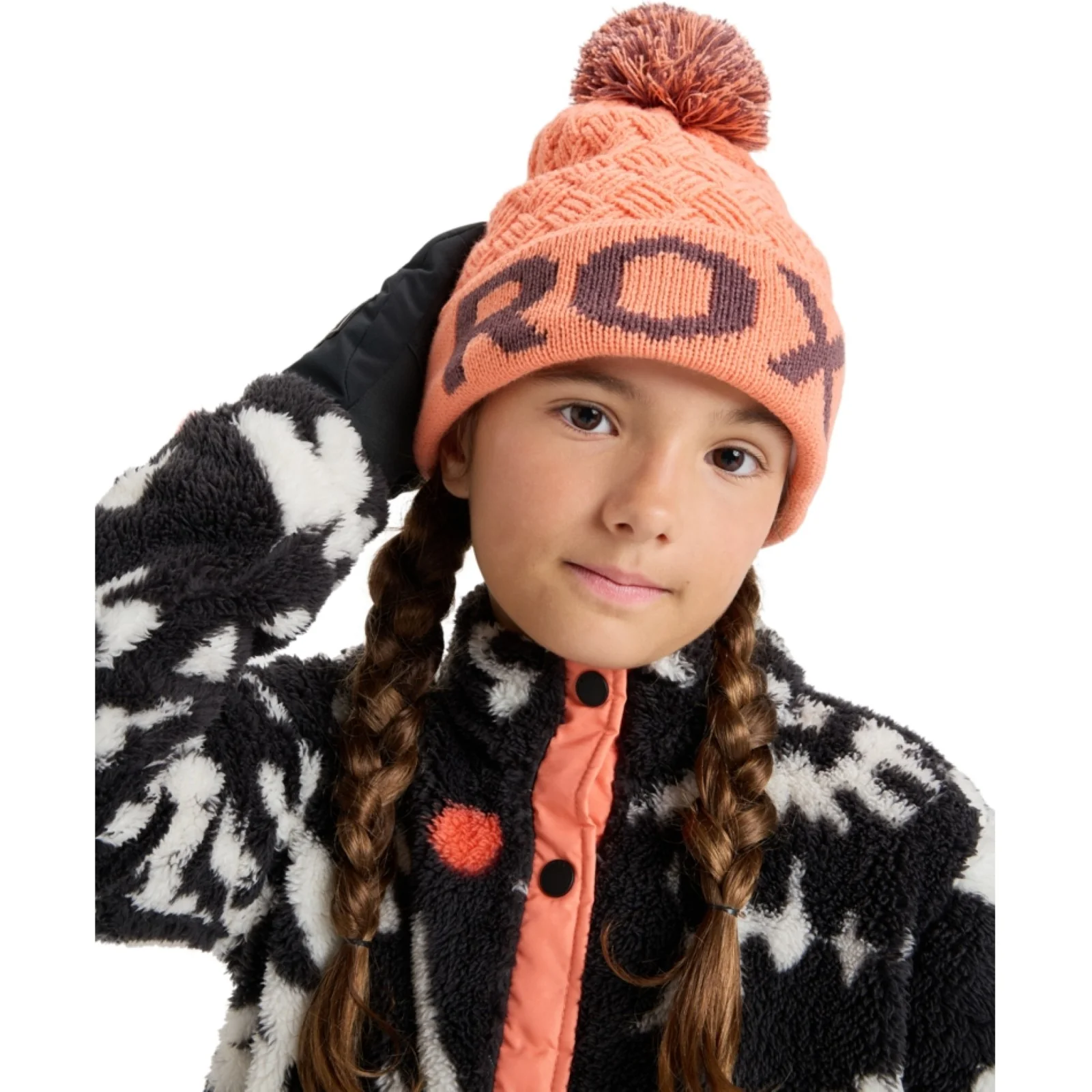 Roxy Kids Effie Polar Fleece Lined Bobble Hat - Image 2