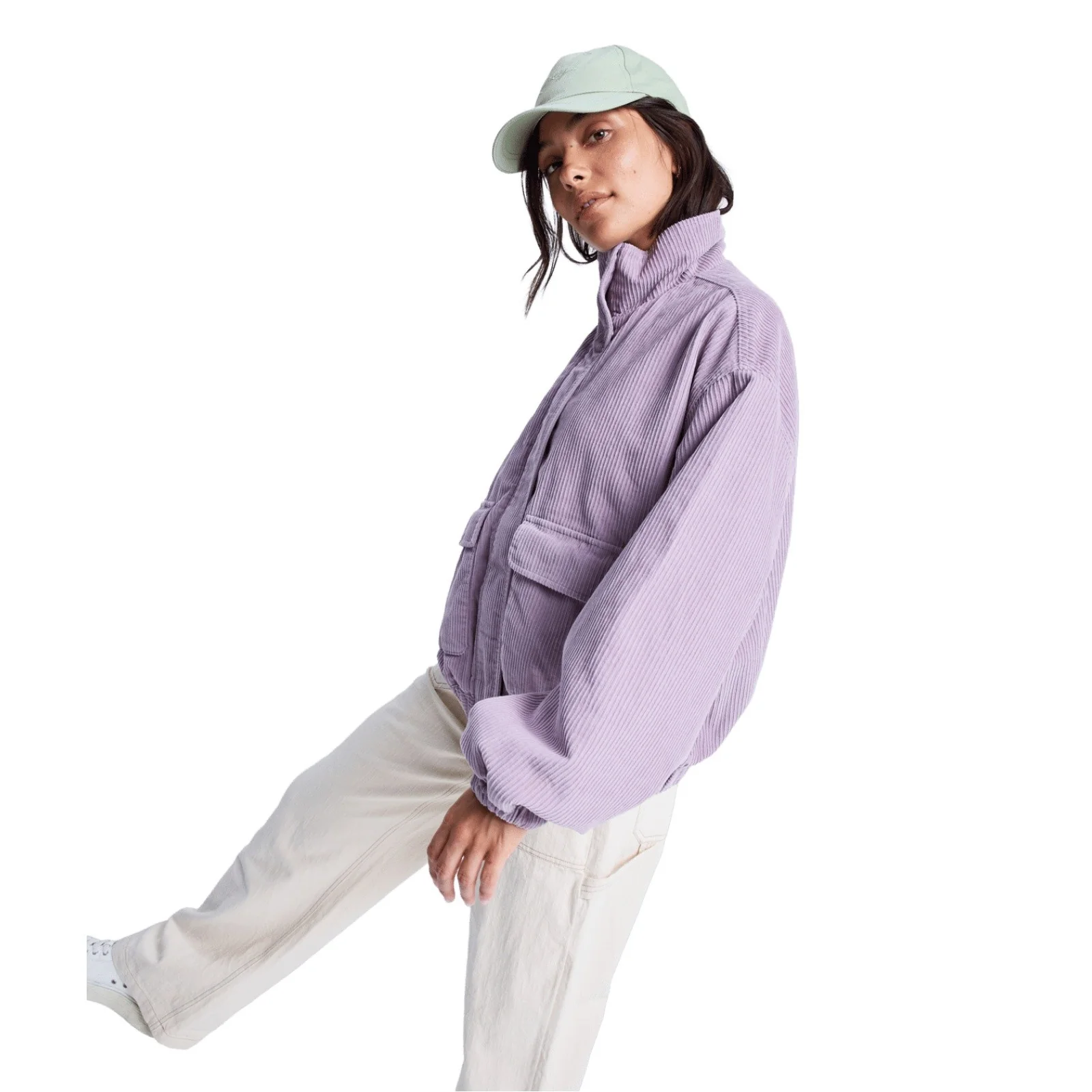Roxy Womens Slow Song II Corduroy Oversized Bomber Jacket - Image 2