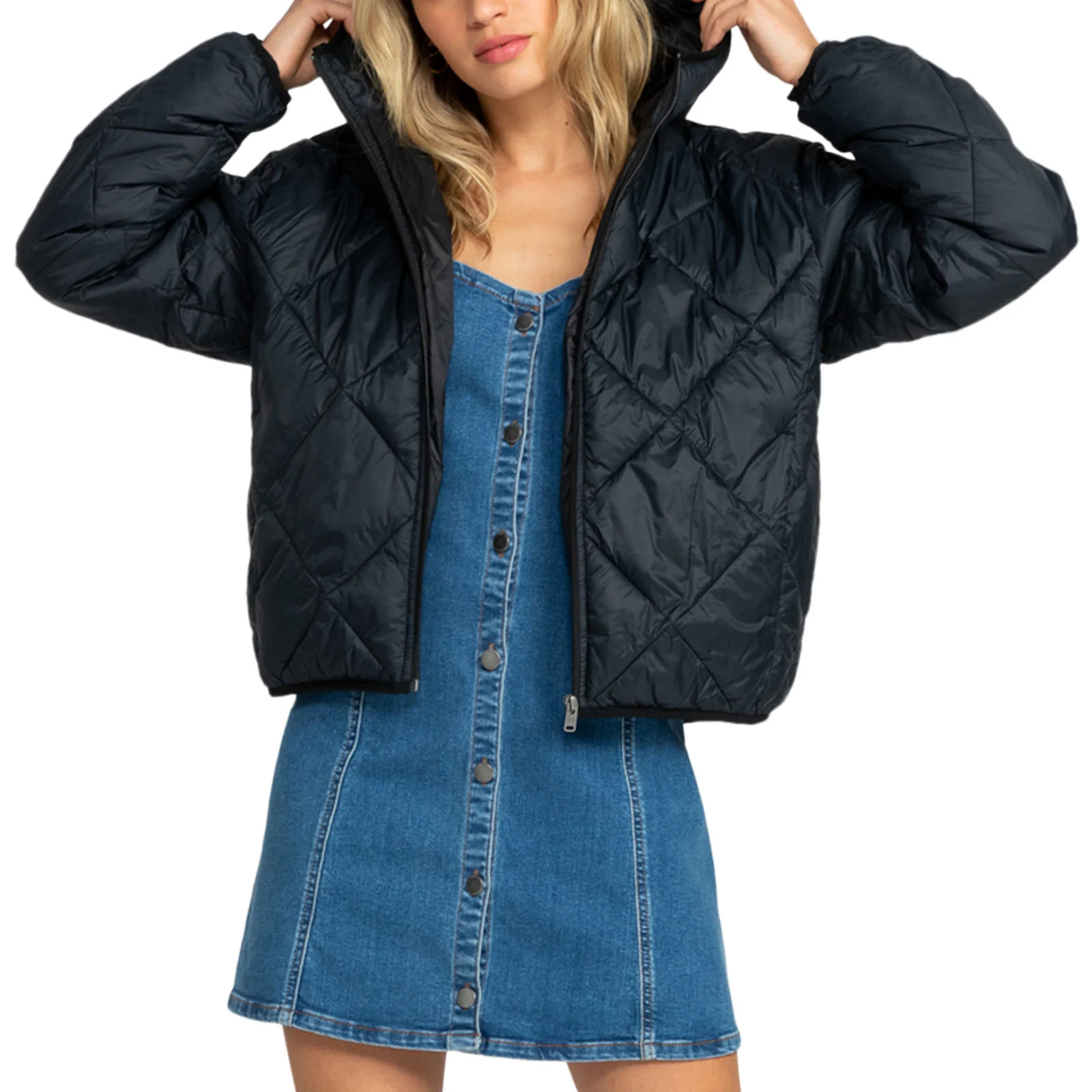 Roxy Womens Wind Swept Hooded Packable Padded Jacket - Image 2