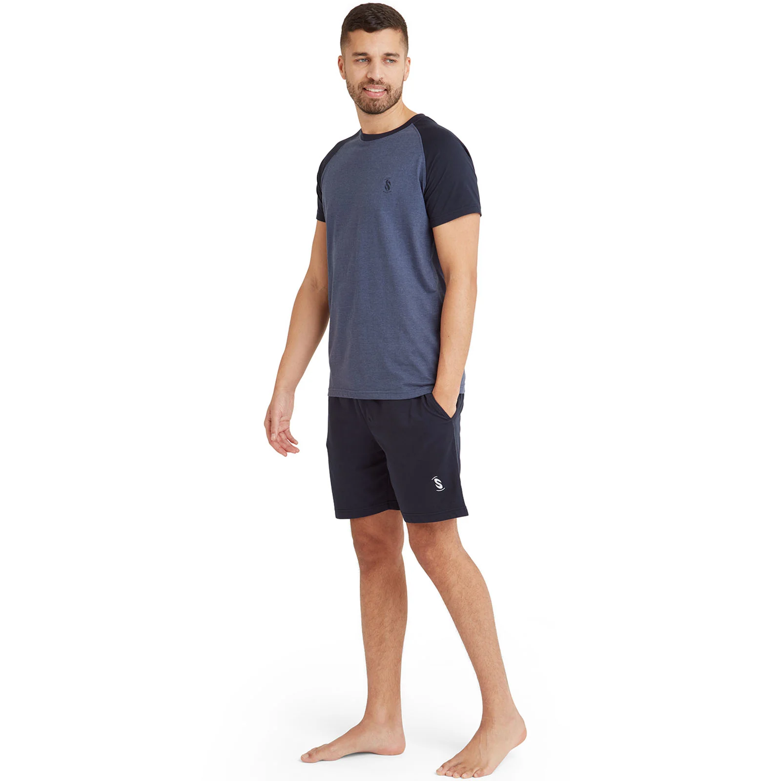 Snuggaroo Mens Raglan Short Sleeve T-Shirt Shorts Pyjama Set - Image 3