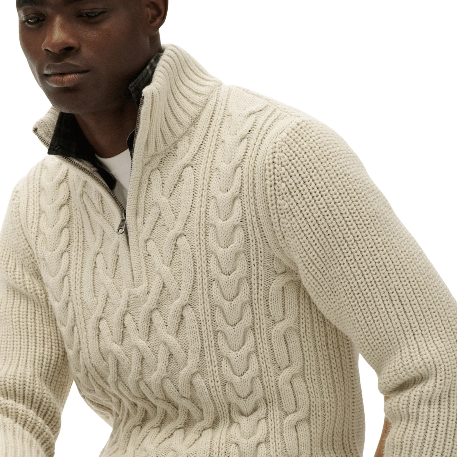 Superdry Mens Jacob Cable Half Zip Knitwear Jumper - Image 2