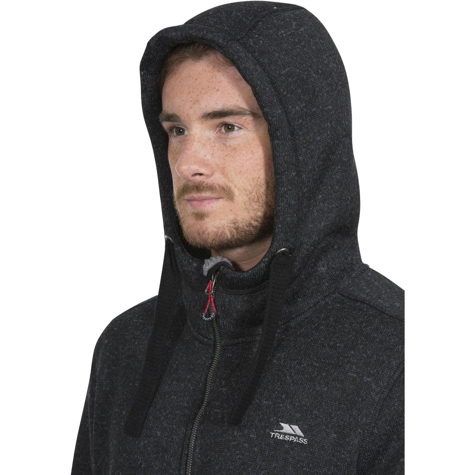 Trespass Mens Tableypipe Hooded Full Zip Fleece Hoodie - Black Marl - Image 21