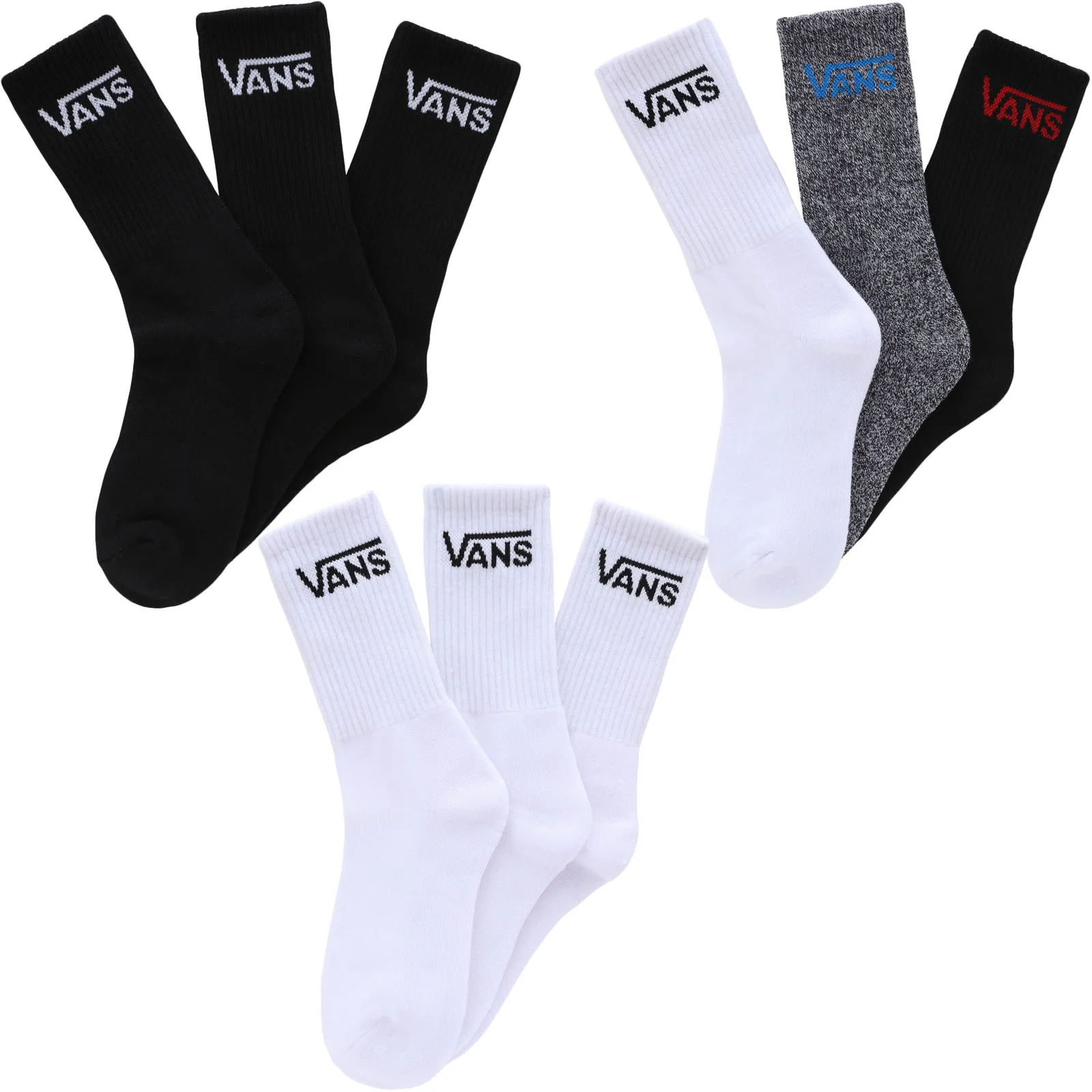 Vans Kids 3 Pack Mid Calf Cushioned Crew Socks
