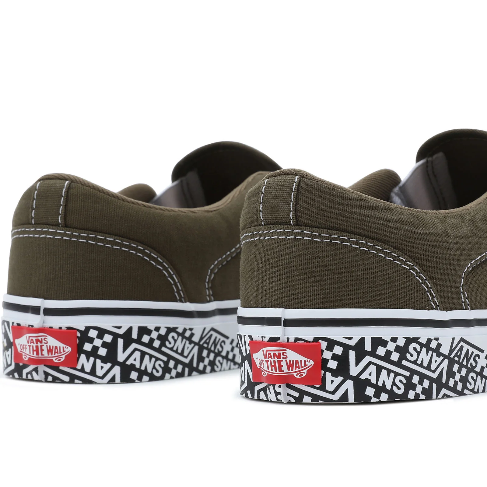 Vans Mens Asher Off The Wall Logo Slip On Trainers - Olive - Image 5