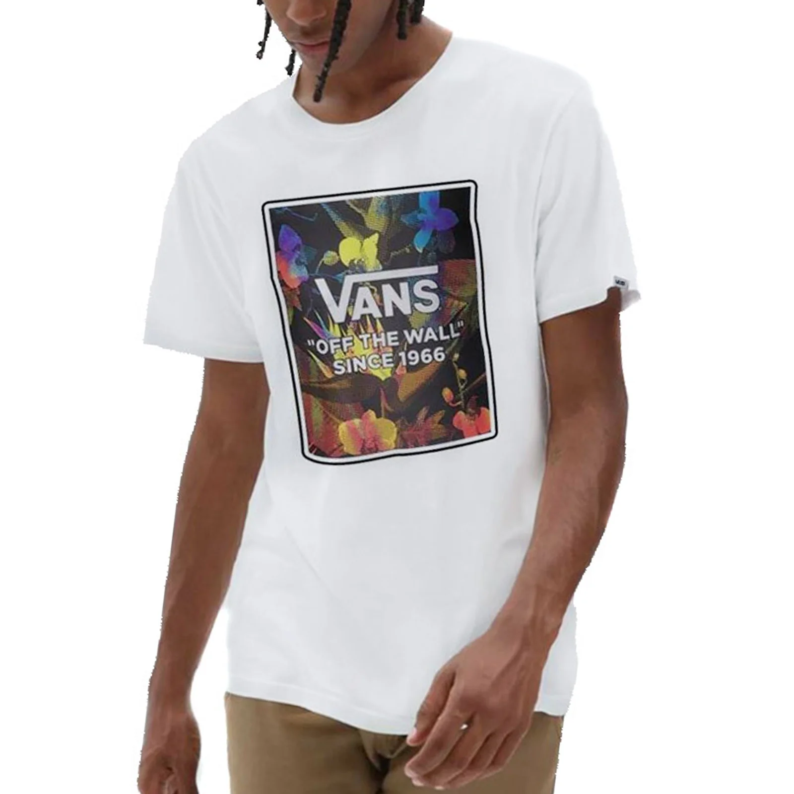 Vans Mens Floral Tie Dye Boxed Fill Crew Neck T-Shirt White