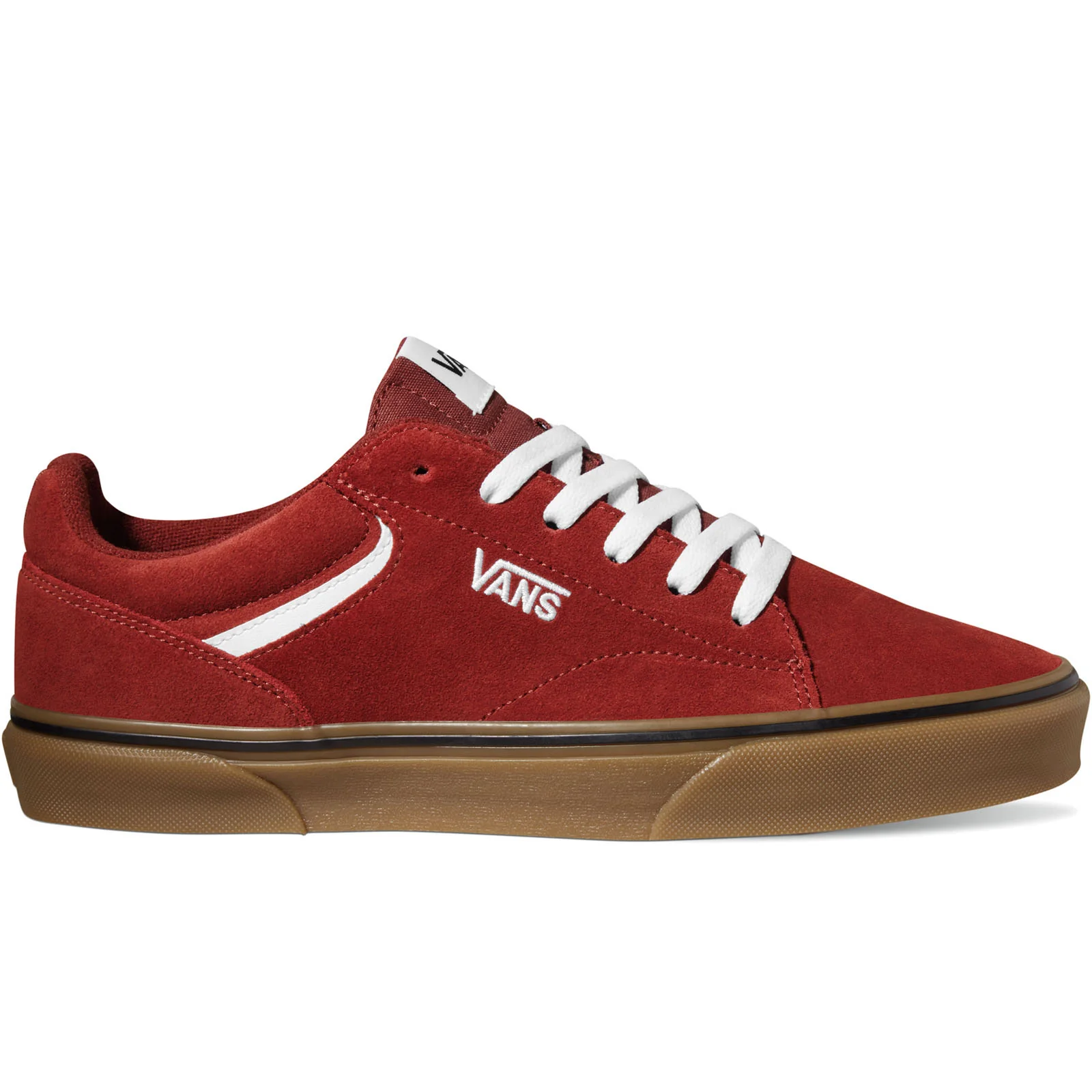 Vans Mens Seldan Suede Low Rise Lace Up Trainers Sneakers - Red/Gum - Image 2